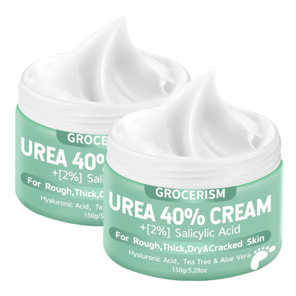 HotGrocerism Urea Cream 40 Percent for Feet with 2% Salicylic Acid 5.29 oz || Foot Cream and Hand Cream Maximum Strength for Dry, Rough, Callused Skin, Exfoliating Moisturizer for Heels, Elbows and Knees