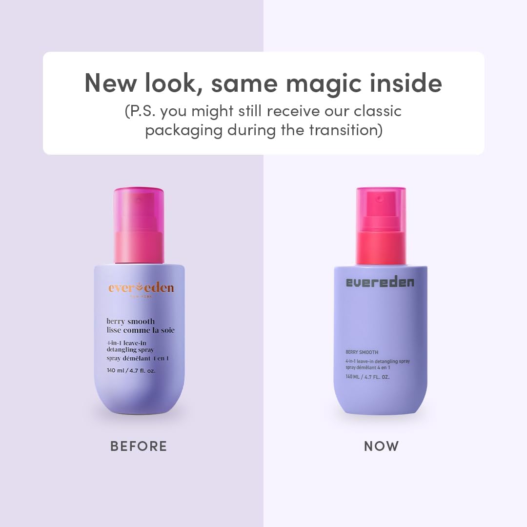 HotEvereden Kids 4-in-1 Detangler Spray, Silicone-Free, EWG Verified, Vegan | Developed with Harvard & Stanford Dermatologists, 4-in-1 Leave-In Conditioner for Girls, Straight, Curly Hair, Wet or Dry Use