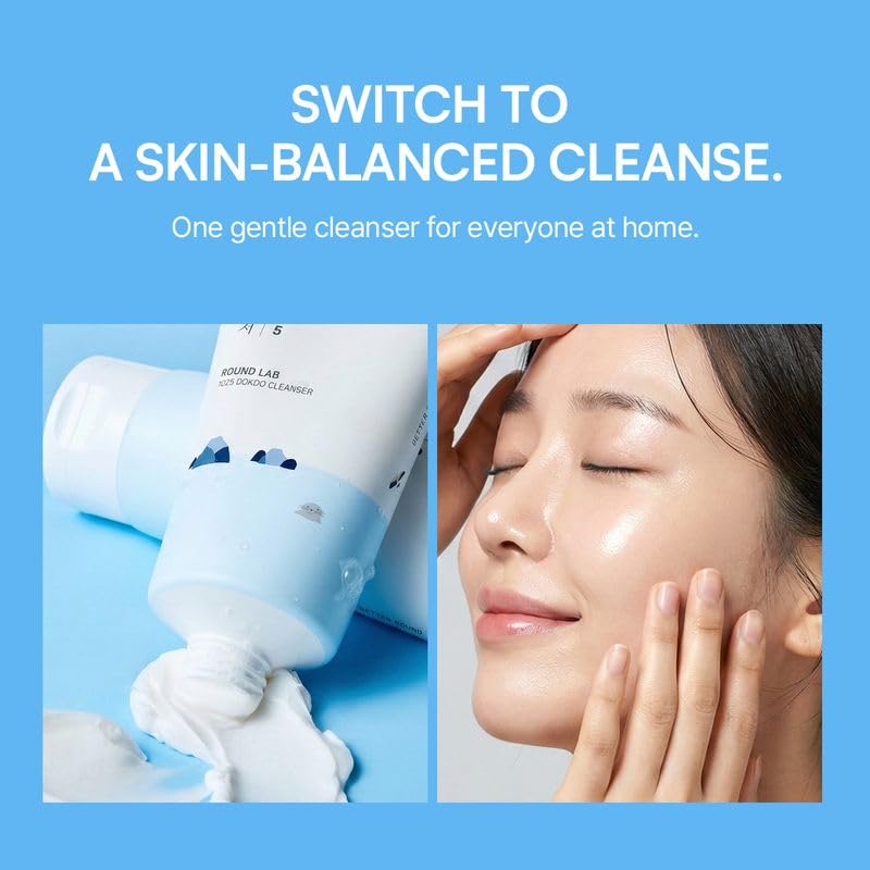HotROUND LAB 1025 Dokdo Cleanser, 5.07 Fl Oz | Low pH Facial Cleanser, For Sensitive Skin, Deep Sea Water, Hydrating Face Wash, Korean Skin Care