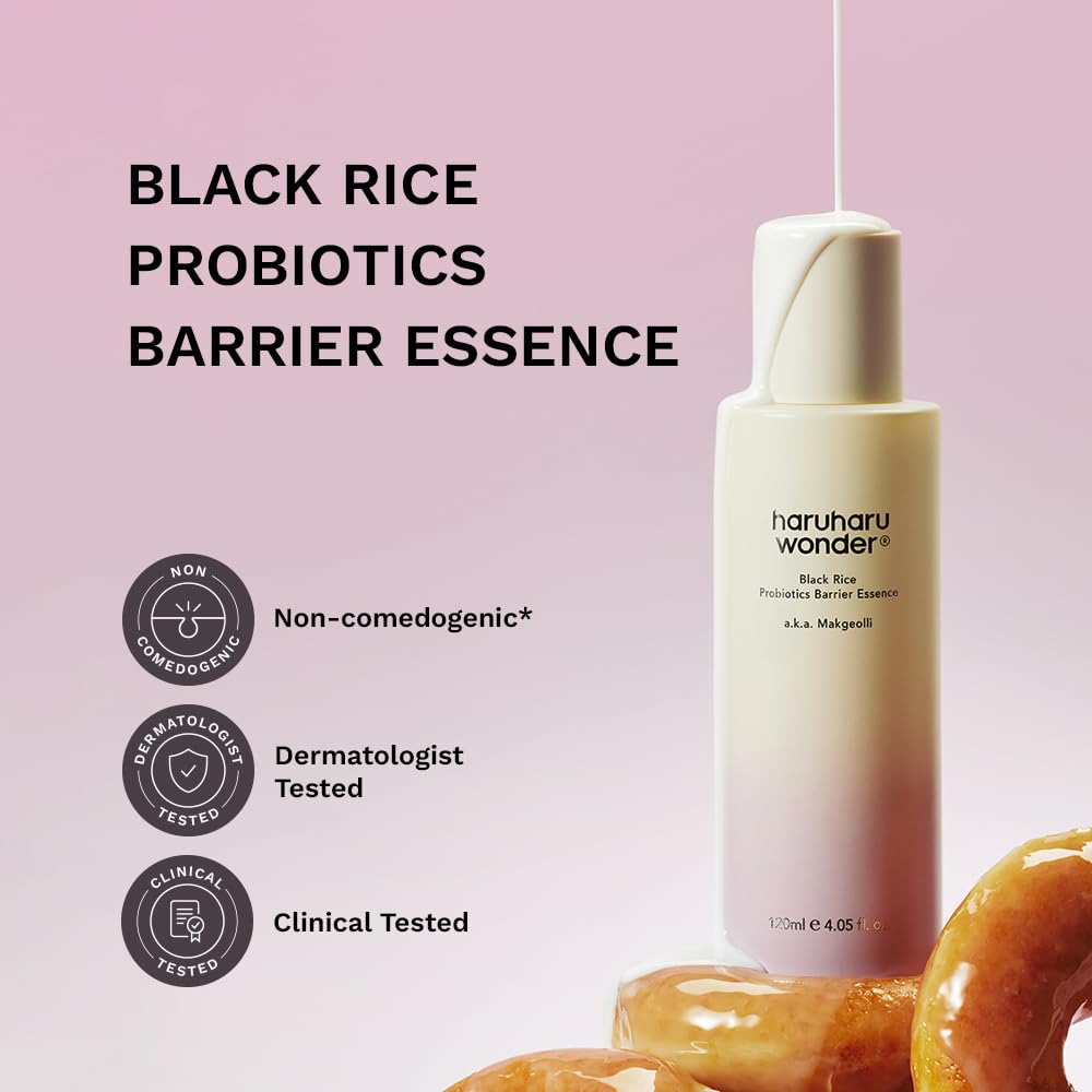Hotharuharu Wonder Black Rice Probiotics Barrier Essence, 4.05 fl.oz, Skin Flooding & Layering, Strengthens Skin Barrier, Moisturizes, Glowy Radiant Skin, Non-Comedogenic, Vegan Korean Skincare