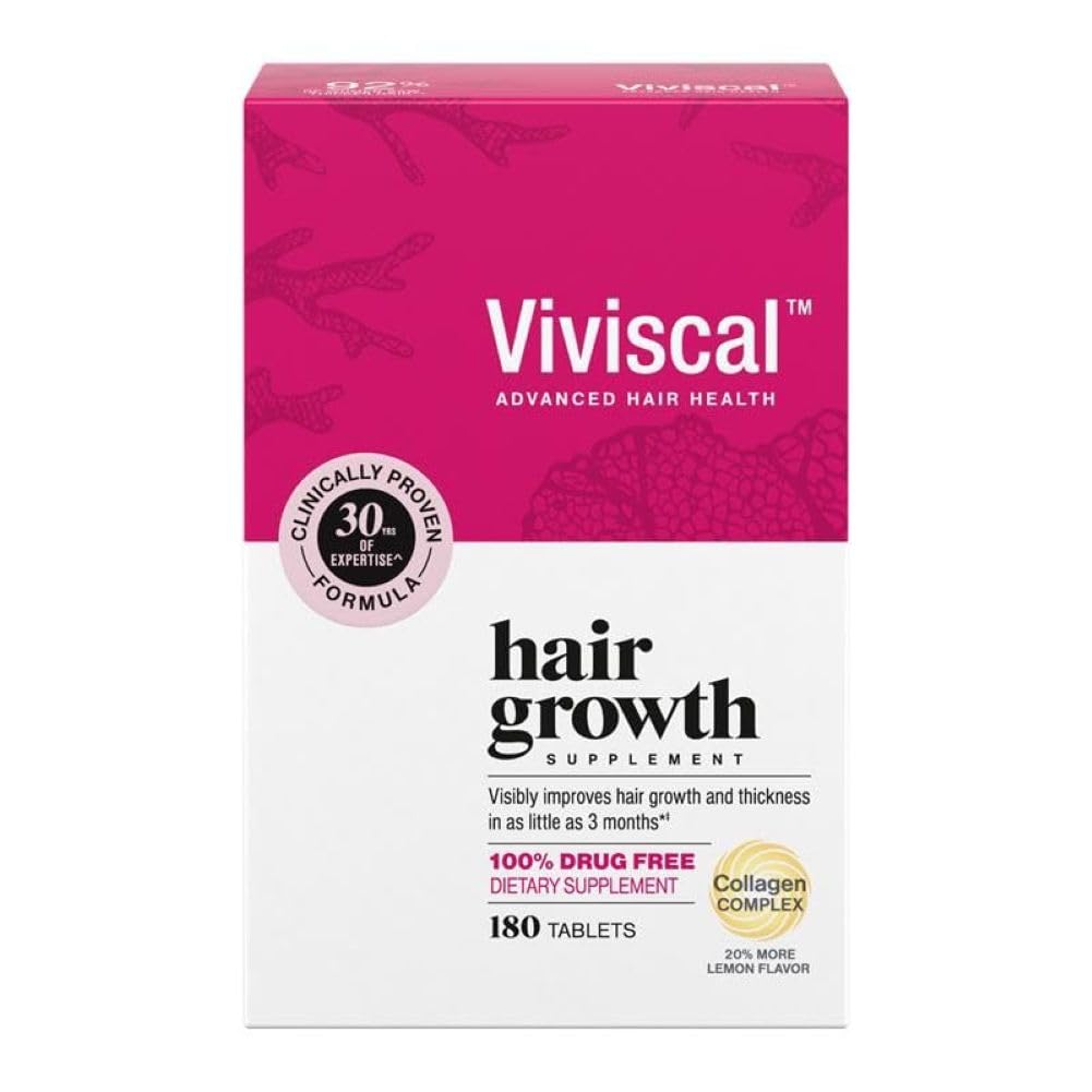 HotViviscal Hair Growth Supplements for Women, Thicker Fuller Hair Support for Thinning Hair and Hair Loss, with Biotin and Marine Collagen, Drug-Free, 180 Tablets, 90-Day Supply