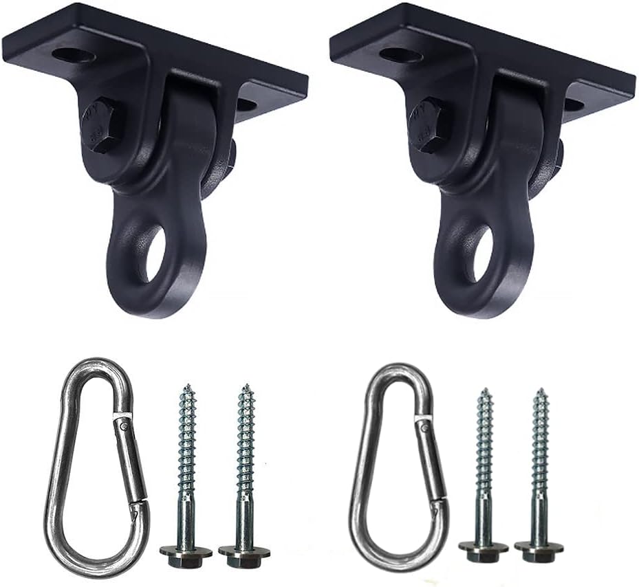 HotABUSA Heavy Duty Black Swing Hangers Screws Bolts Included Over 5000 lb Capacity Playground Porch Yoga Seat Trapeze Wooden Sets Indoor Outdoor 2 Pack