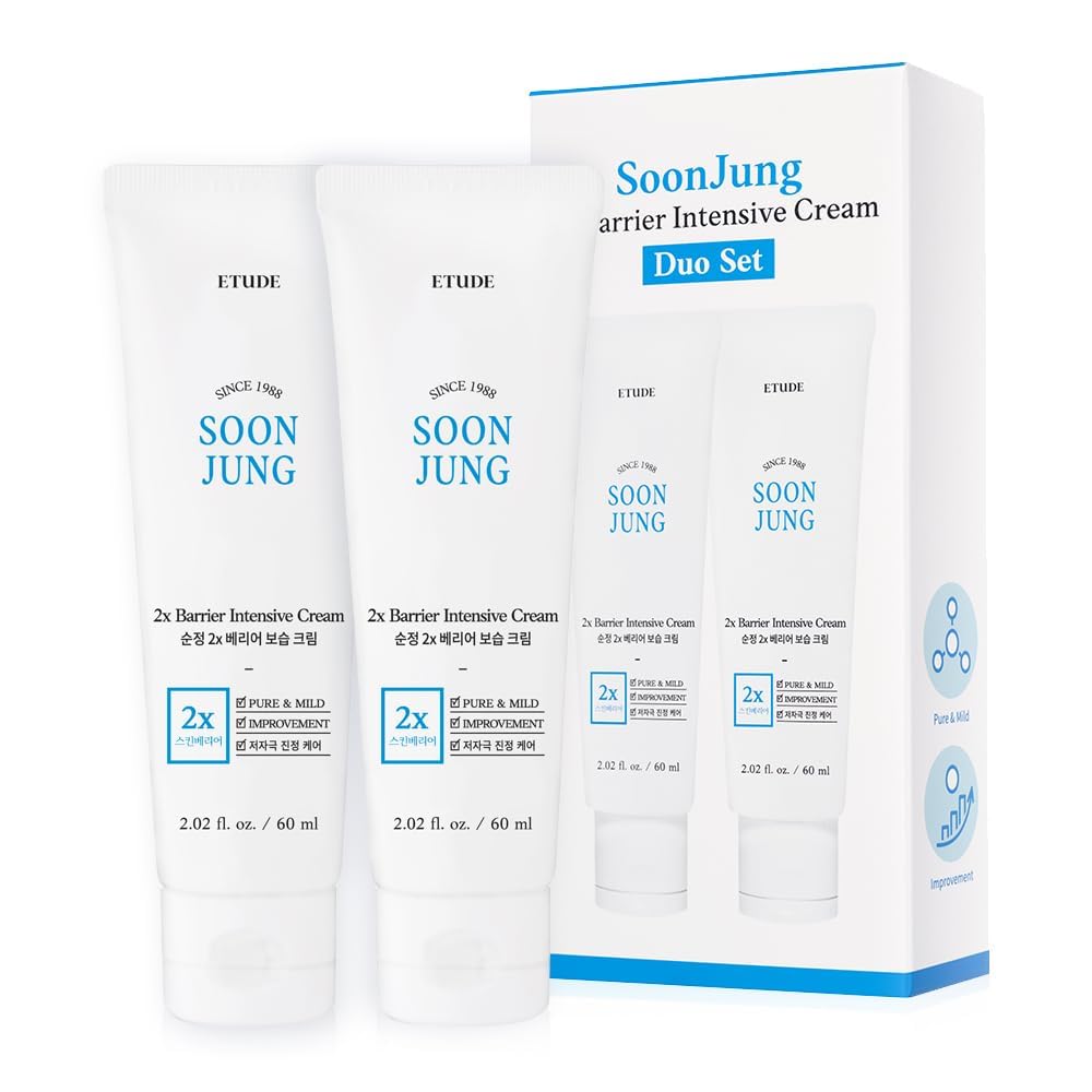 HotETUDE SoonJung 2x Intensive Cream for Barrier Repair, Rich Moist, Madecassoside & Panthenol for Soothing, Face Moisturizer for Sensitive Skin, pH Balanced, Hypoallergenic, Korean Skin Care,2.02 Fl Oz