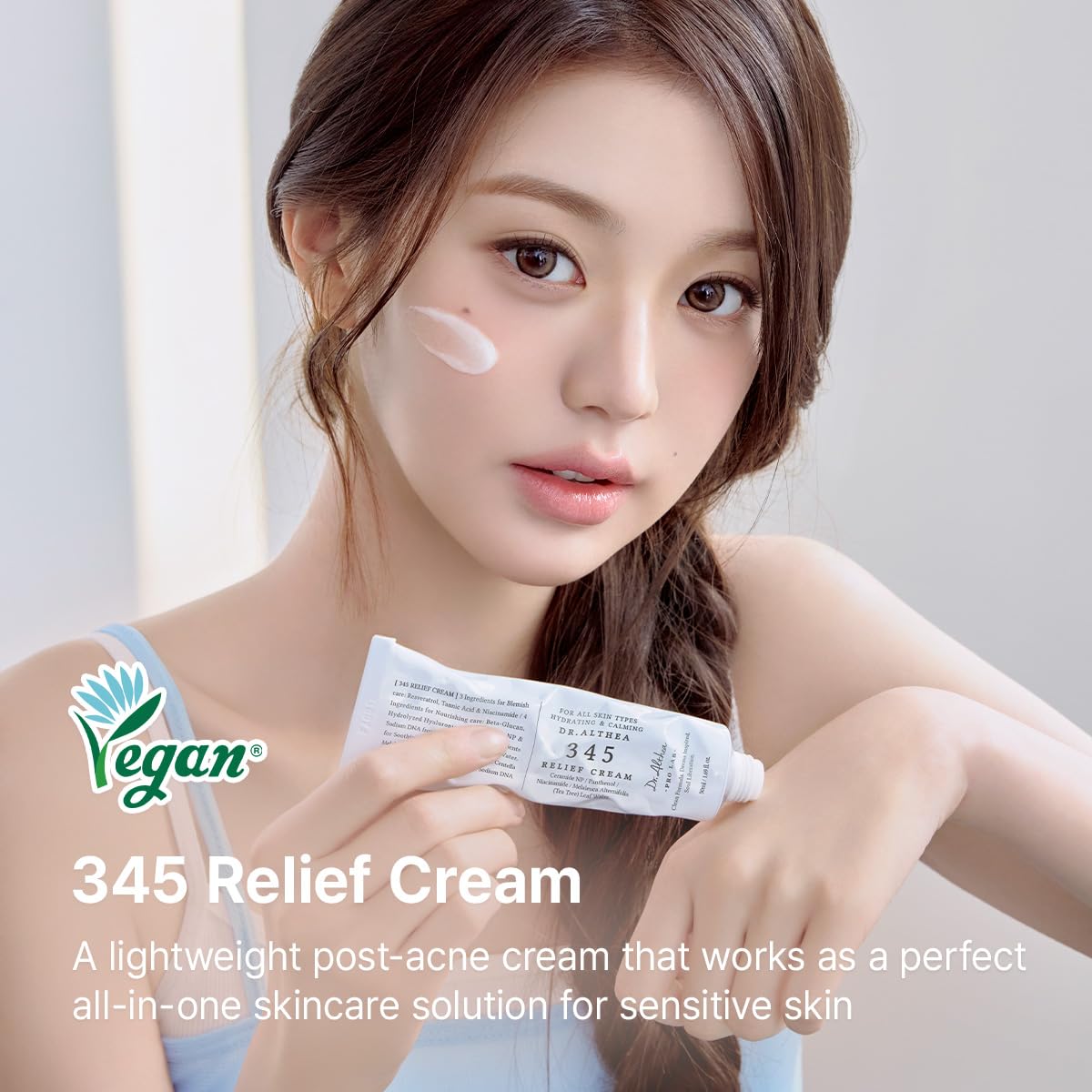HotDr.Althea 345 Relief Cream, Korean Skincare, 1.69 Fl Oz (Ver.2 - Pack of 2) | PDRN, Hyaluronic Acid for Instant Hydration, Blemish, Post-Acne Vegan Face Moisturizer, Non-comedogenic