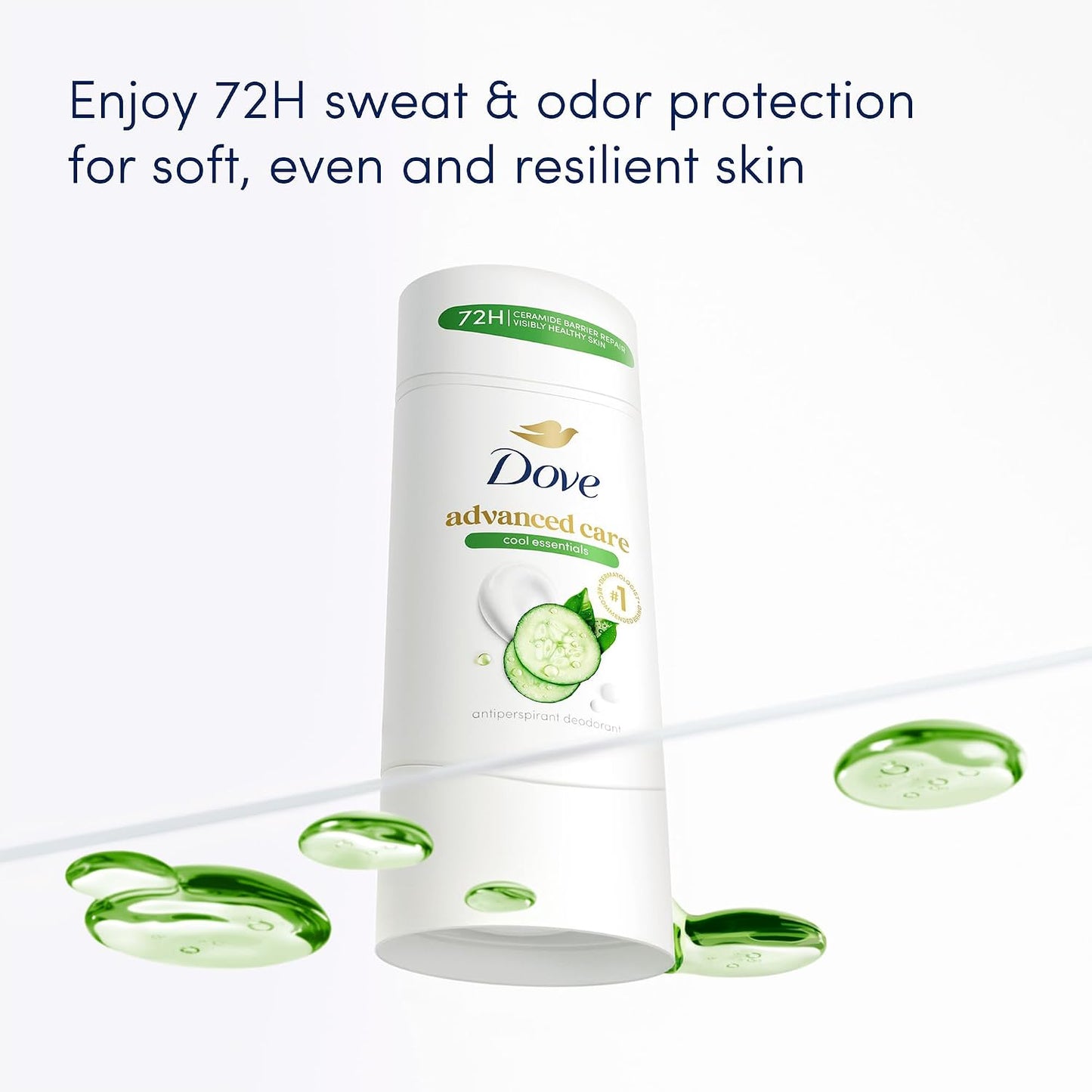 HotDove Advanced Care Antiperspirant Deodorant Stick Cool Essentials 4 ct for helping your skin barrier repair after shaving 72 hour odor control and sweat protection with Pro Ceramide Technology 2.6 oz