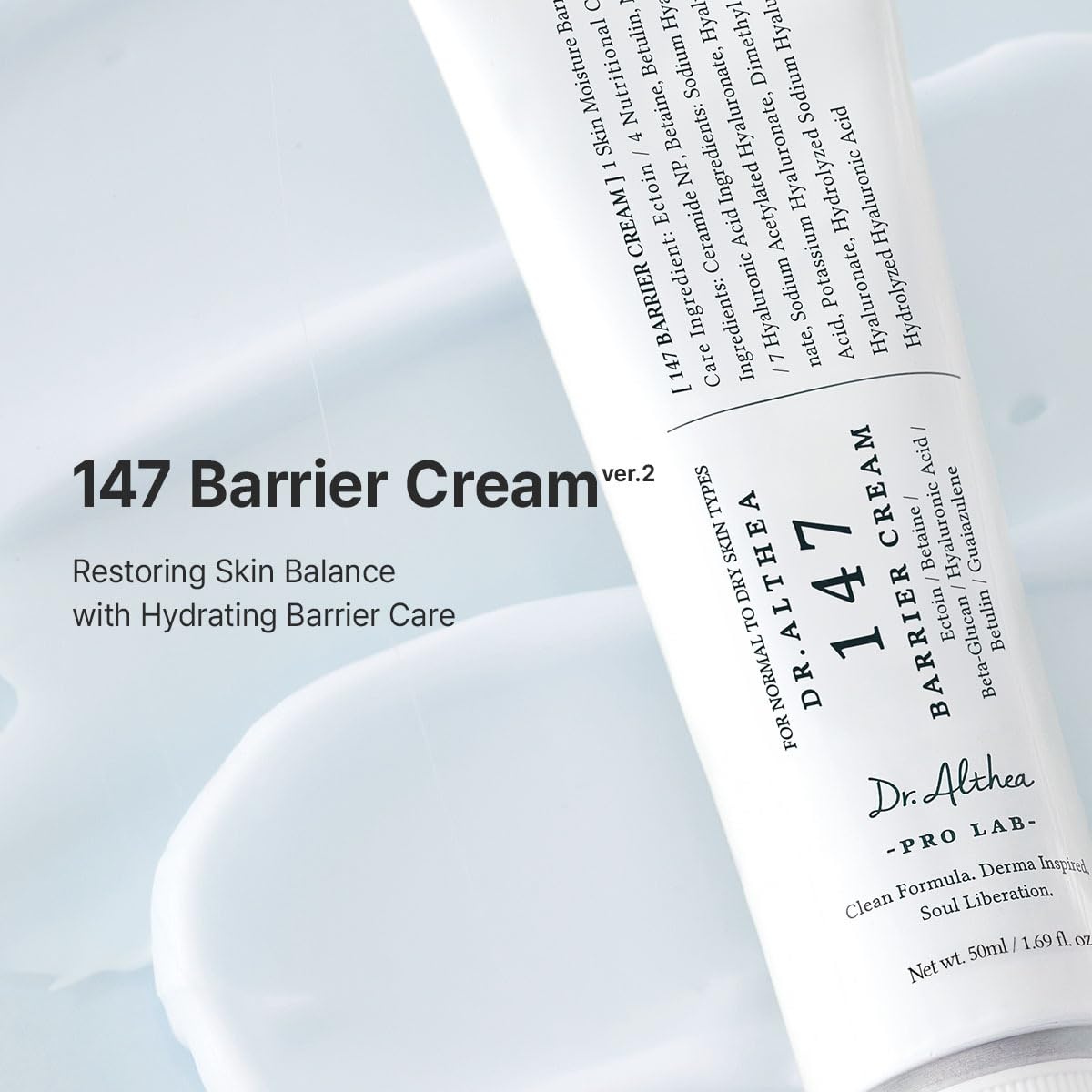 HotDr.Althea 147 Barrier Cram, Korean Skincare, 1.69 Fl Oz (Ver.2 - Pack of 1) | Deep Hydration, Daily Skin Care with Ceramides, NAD, Hyaluronic Acid, Ectoin, Vegan Face Moisturizer
