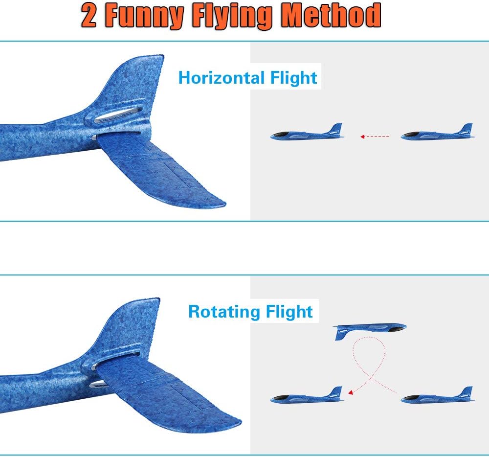 Hot BooTaa 4 Pack Airplane/Flying Toys, 17.5" Large Throwing Foam Plane/Gliders, 2 Flight Mode, Birthday Gifts for Girls Kids 3 4 5 6 7 8 9 10 11 12 Year Old Boys,Outdoor Sport Game Toys