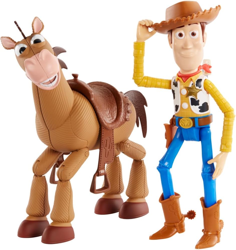 Hot Mattel Disney and Pixar Toy Story Woody & Bullseye 2-Pack, Ages 3+ | Movie-inspired relative scale, Woody + Bullseye poseable figures, 2 pieces, no batteries needed, Ages 3+ (Amazon Exclusive)