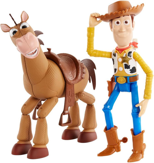 Hot Mattel Disney and Pixar Toy Story Woody & Bullseye 2-Pack, Ages 3+ | Movie-inspired relative scale, Woody + Bullseye poseable figures, 2 pieces, no batteries needed, Ages 3+ (Amazon Exclusive)