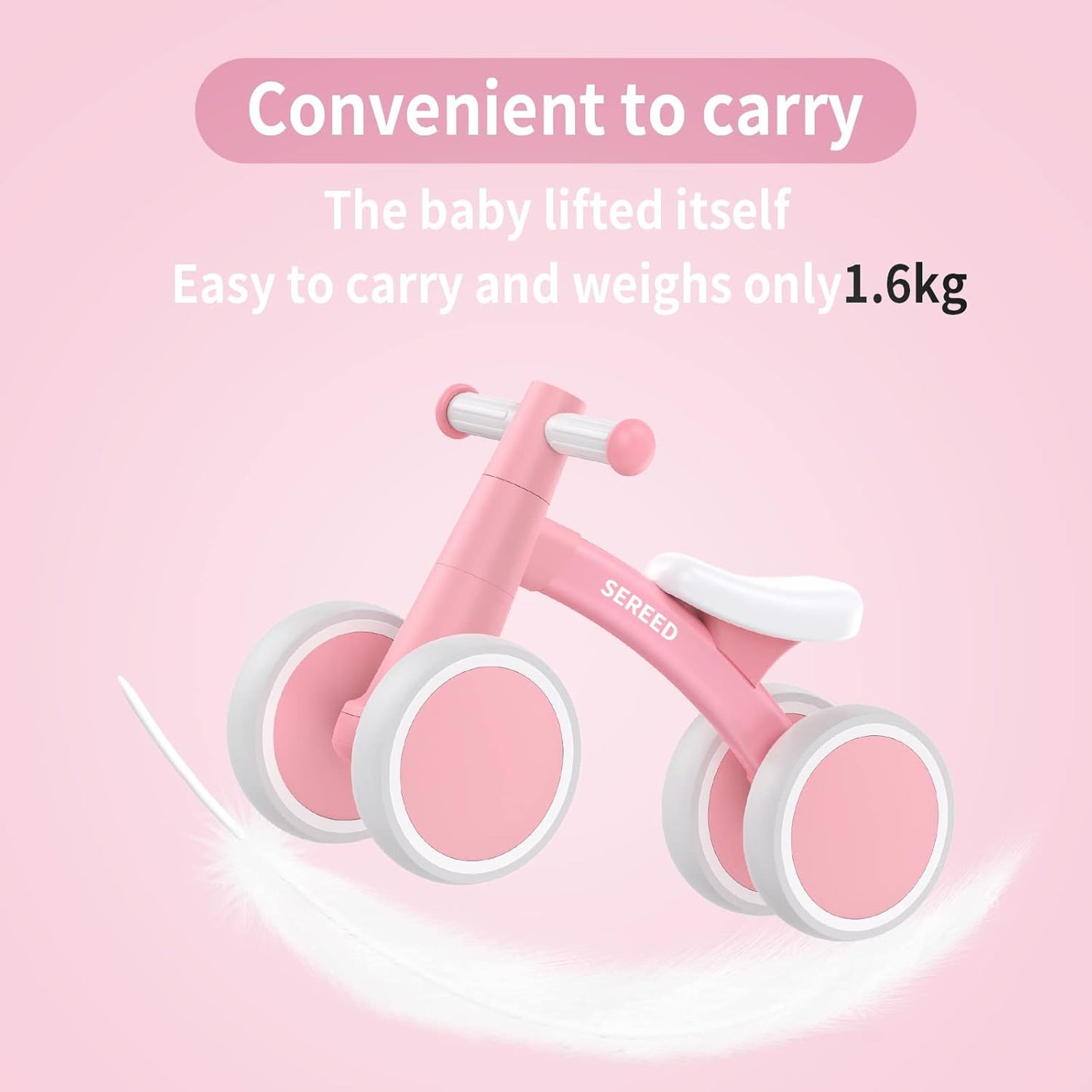 HotSEREED Baby Balance Bike for 1 Year Old Boys Girls 12-24 Month Toddler Balance Bike, 4 Wheels Toddler First Bike, First Birthday Gifts