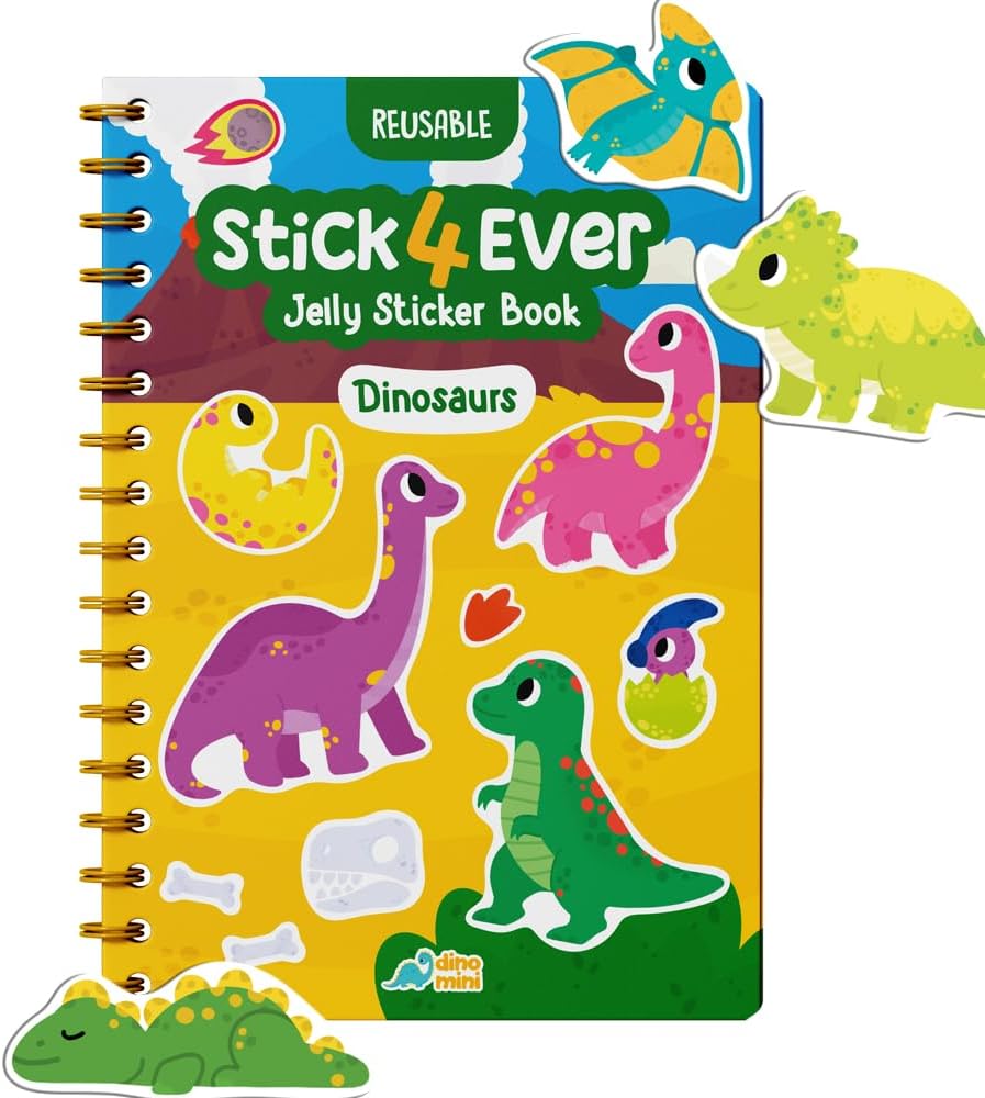 HotStick4Ever Jelly Sticker Book® - for Kids - Waterproof, Easy to Clean Reusable Sticker Book for Toddlers- Reusable Road Trip Activities for Kids - Stocking Stuffers for Toddlers (Animals)