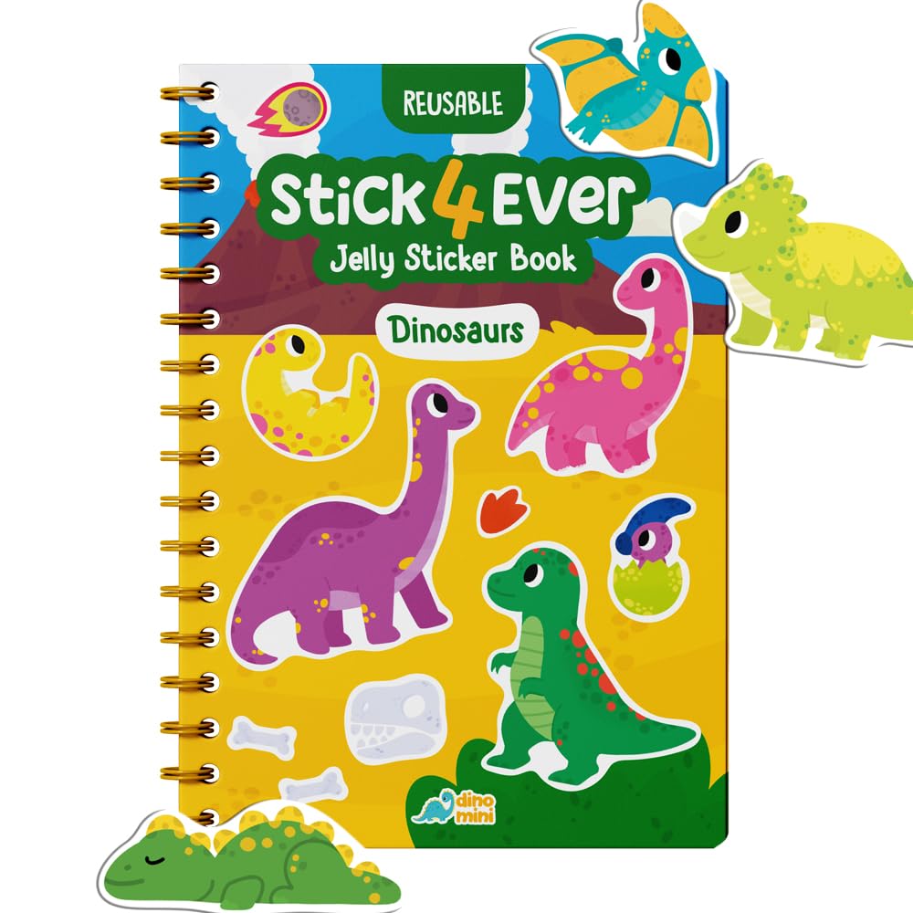 HotStick4Ever Jelly Sticker Book® - for Kids - Waterproof, Easy to Clean Reusable Sticker Book for Toddlers- Reusable Road Trip Activities for Kids - Stocking Stuffers for Toddlers (Animals)