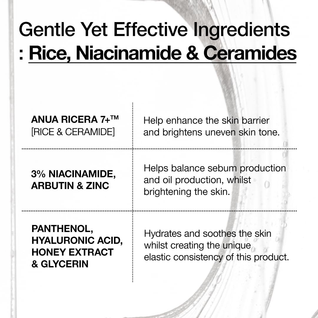 HotAnua Rice Ceramide 7 Hydrating Barrier Serum, Moisturizing Face Serum, Non-comodogenic, Hyaluronic Acid, Niacinamide, Lightweight, Fragrance Free, Sensitive Dry Skin, Korean Skincare, 1.69 fl oz