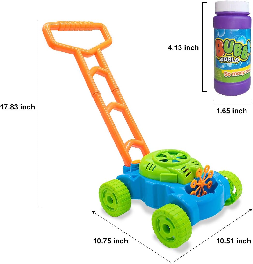 HotLydaz Bubble Lawn Mower for Toddlers 1-3, Kids Bubble Machine for 1-Year-Old Boys Toy Gifts, Gardening Easter Basket Stuffers Birthday Toys, Push Summer Outdoor Toys for Preschool Baby Boys Age 1 2 3