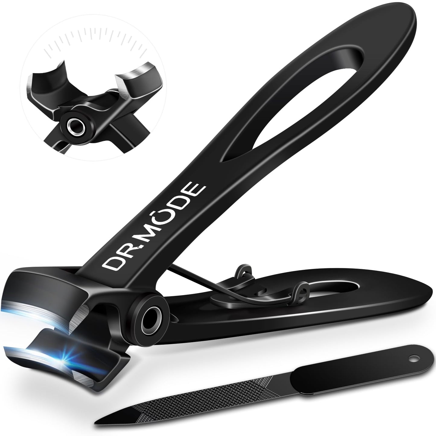 HotToenail Clippers for Seniors Thick Toenails, Upgrade Angled Head Large Toe Nail Clippers for Men with Wide Jaw Opening, Sharp Heavy Duty Fingernail Clipper Cutter with Catcher Long Handle -Black