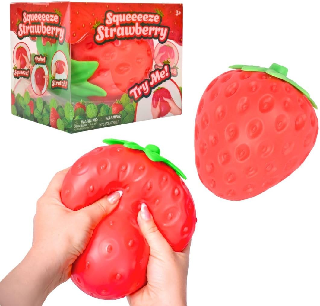 HotSquishy Extra Large Strawberry, Gag Gifts Funny Adult, Giant Stress Ball, Fidget Sensory Toy for Kids, ADHD Toys
