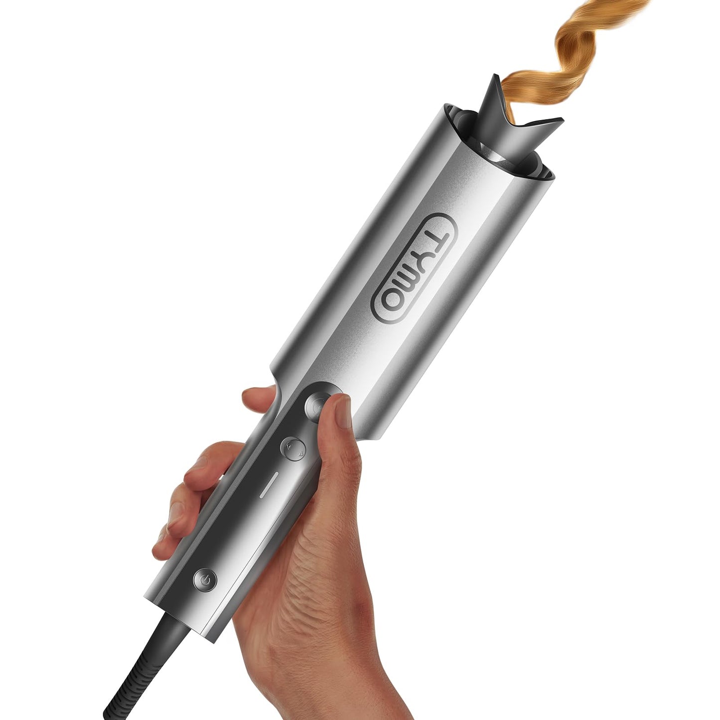 HotTYMO CurlPro Plus Automatic Rotating Curling Iron - Upgraded Long Barrel Curling Wand for Long Hair, Ceramic Hair Curler for Women, Anti-Scald, Tangle-Free, 600M Ionic, Dual Voltage, Gold, 1 Inch
