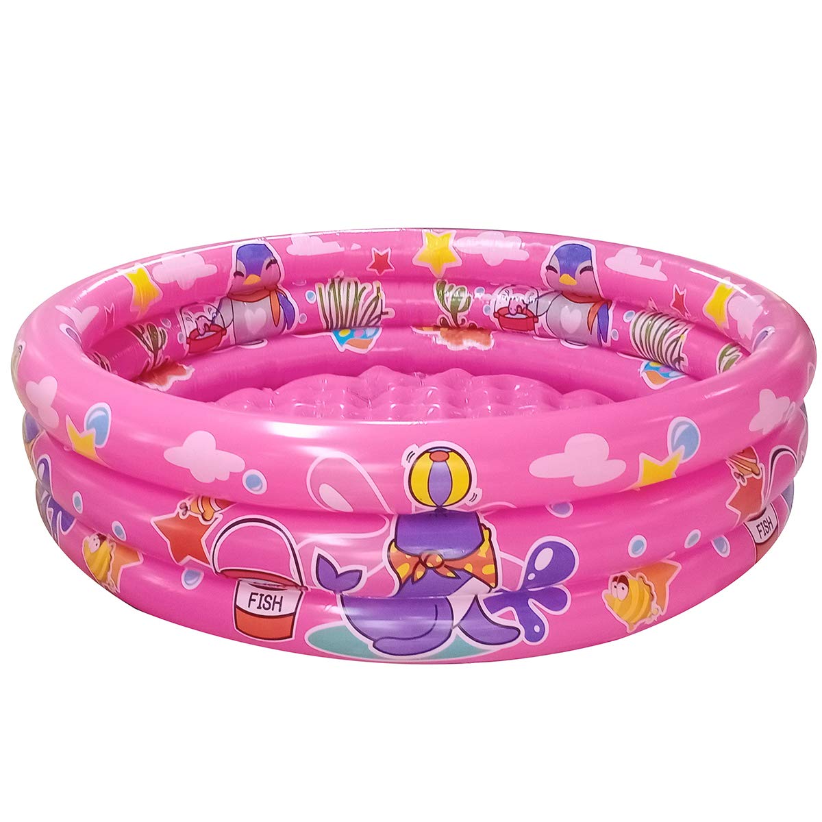 Hot3 Rings Kiddie Pool for Toddler, 48”X12”，Kids Swimming Pool, Inflatable Baby Ball Pit Pool, Small Infant Pool (Blue)