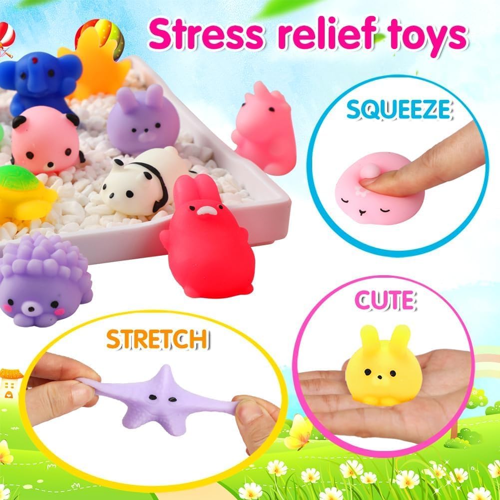 Hot80Pcs Party Favors for Kids 4-8, Kawaii Squishies Mochi Squishy Toy Bulk Fidget Sensory Toys Birthday Gifts for Boys Girls, Easter Basket Stuffers Egg Fillers Treasure Box Classroom Prizes Goodie Bag