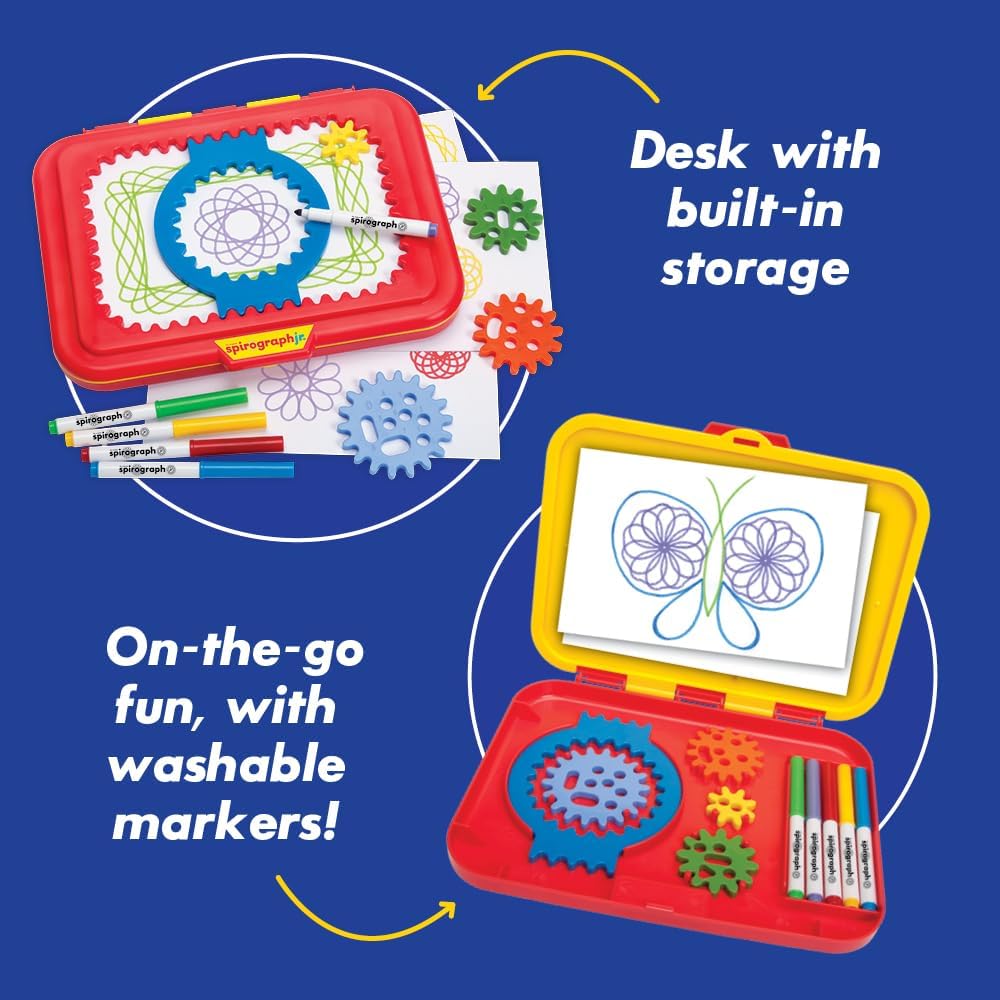 HotSpirograph Jr. — Jumbo Sized Gears Classic Retro Toy For Spiral Drawing Art Design Toy Kit for Smaller Hands — For Kids Ages 3 and Up