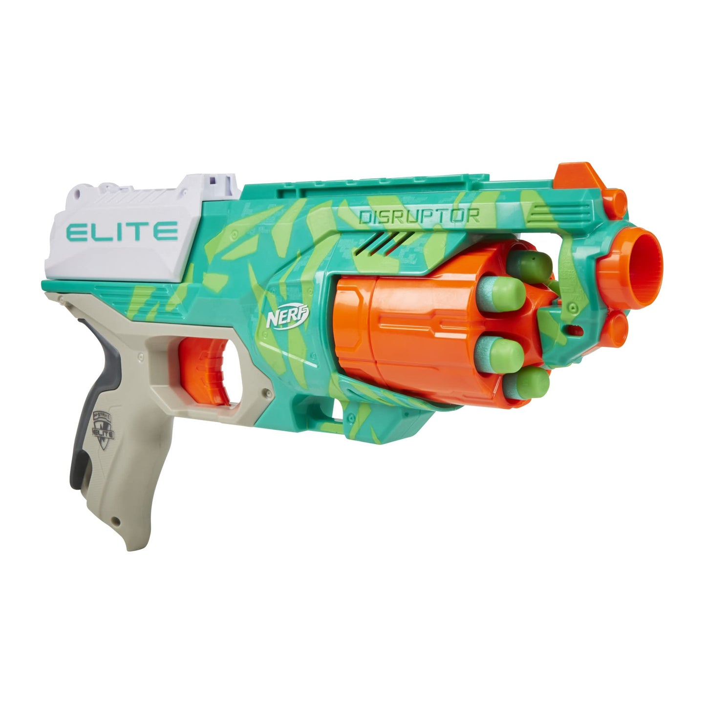 HotNERF Disruptor Elite Blaster - 6-Dart Rotating Drum, Slam Fire, Includes 6 Official Nerf Elite Darts - for Kids, Teens, Adults (Amazon Exclusive)