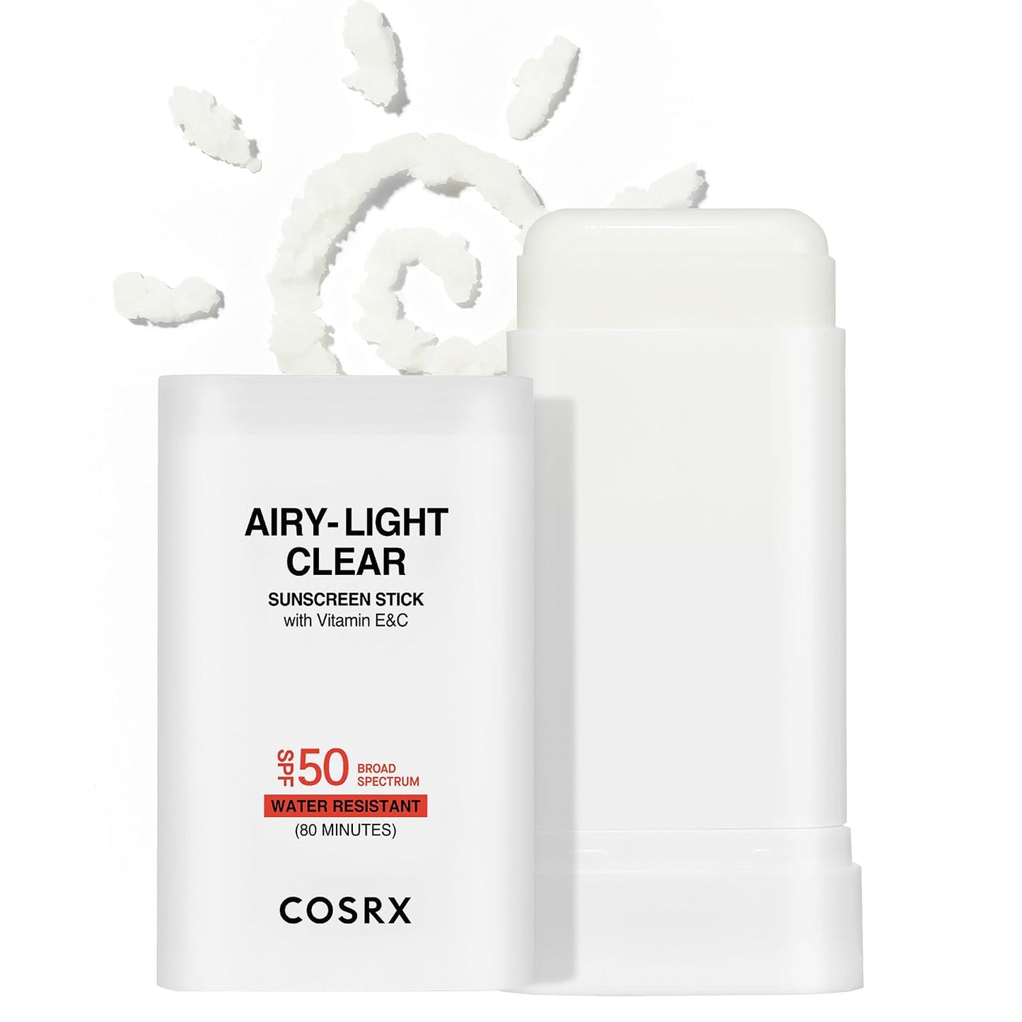 HotCOSRX Airy-Light Clear Sunscreen Stick with Vitamin E&C SPF 50, 0.67 oz, 19g, Korean Suncreen Stick Suncare Sunblock, Lightweight, No White Cast, Water resistant, Oil Control Matte Sunscreen for Face