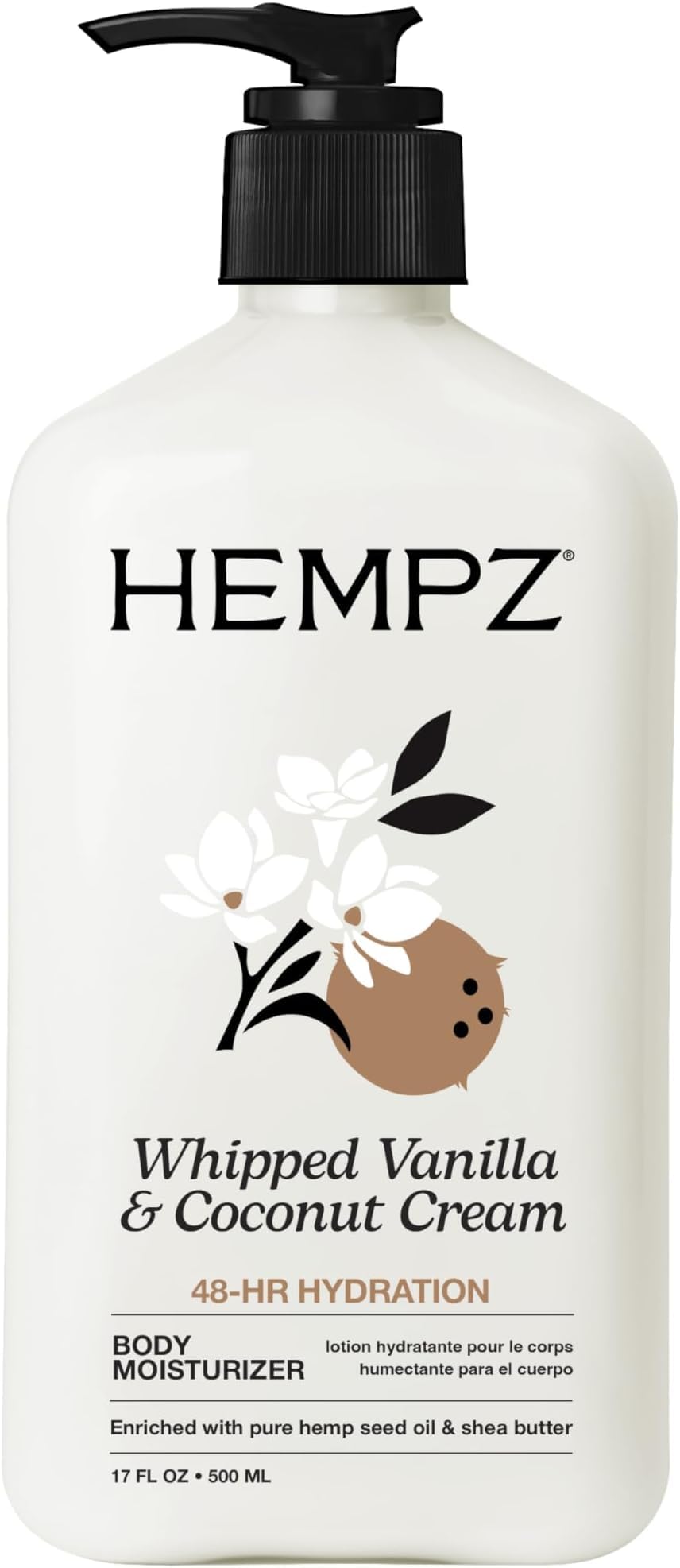 HotHempz Original, Natural Hemp Seed Oil Body Moisturizer with Shea Butter and Ginseng, Original Scent, Floral Banana, 17 Fl.Oz ( Packaging may vary )