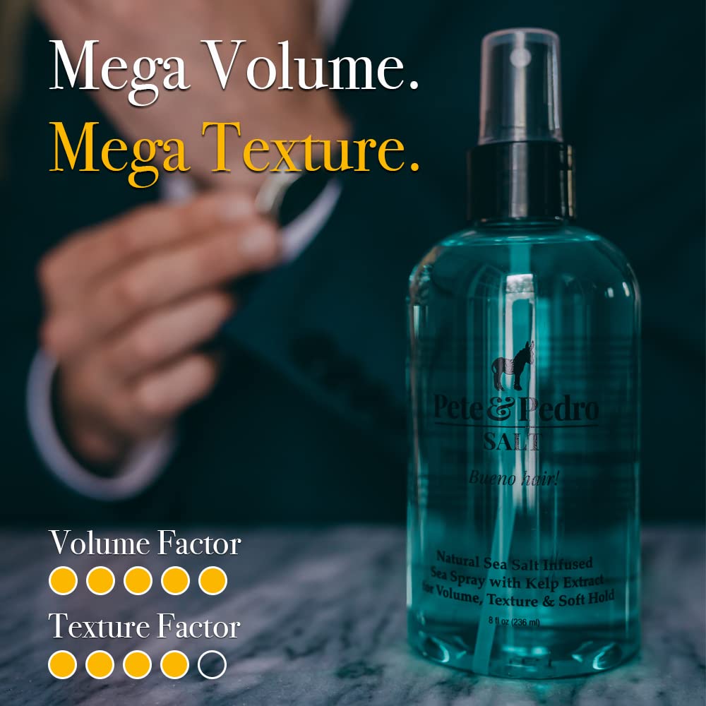 HotPete & Pedro SALT - Natural Sea Salt Spray for Hair Men & Women, Adds Instant Volume, Texture, Thickness, & Light Hold | Texturizing & Thickening | As Seen on Shark Tank, 8.5 oz.