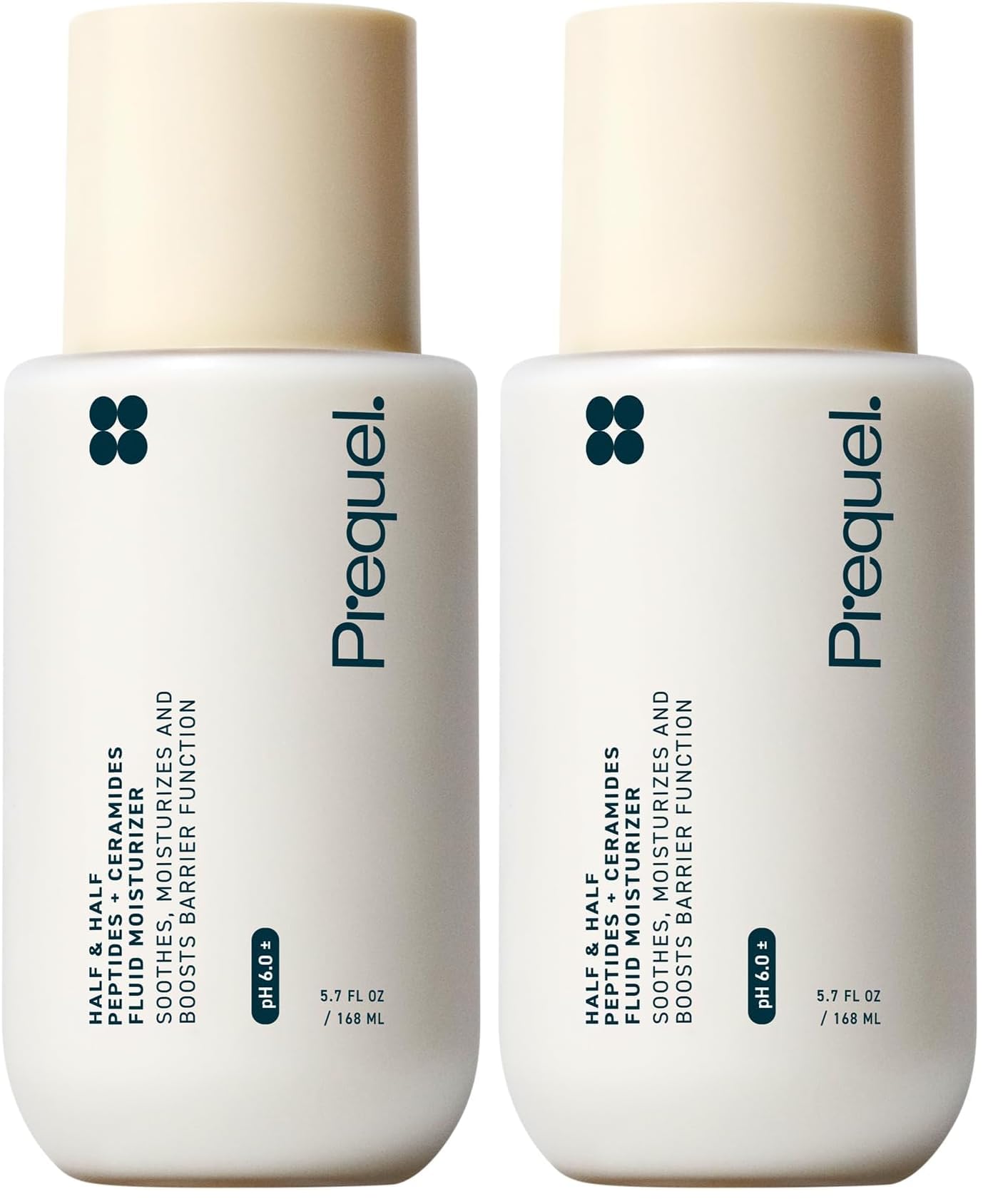 HotPrequel Skin Half and Half Fluid Moisturizer Face Cream. Lightweight Ceramide Peptide Lotion for All Skin Types, including Dry and Sensitive. Hydrating Facial Cream for Women and Men