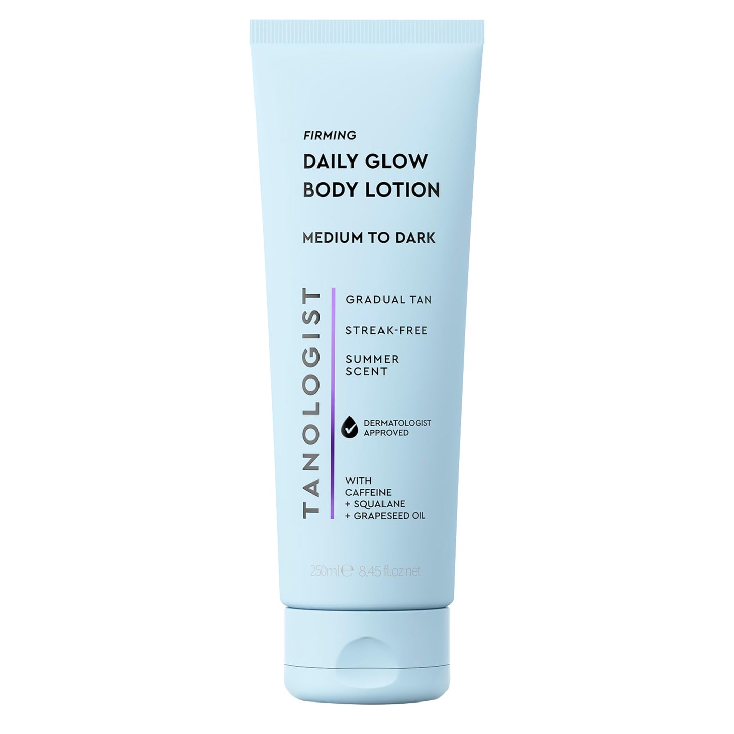 HotTanologist Hydrating Daily Glow Body Lotion, Medium/Dark, Gradual Tanning Lotion, No Fake Tan Smell, Streak-Free & Natural-Looking Self Tanner, Vegan, 8.45 fl. oz/250 ml Tube