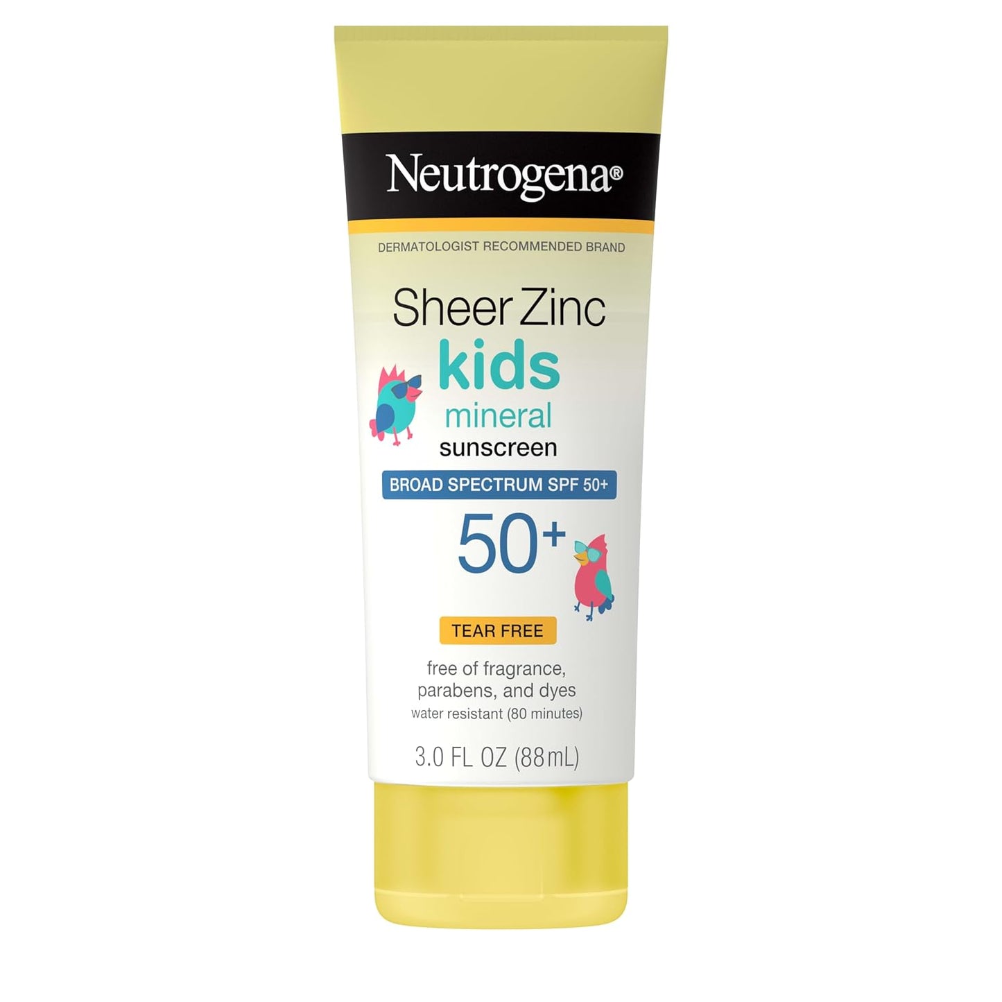 HotNeutrogena Kids Mineral Sunscreen Sheer Zinc Oxide Lotion, Broad Spectrum SPF 50 with UVA/UVB Protection, Water Resistant for 80 Minutes, Fragrance and Tear Free, 3 FL OZ