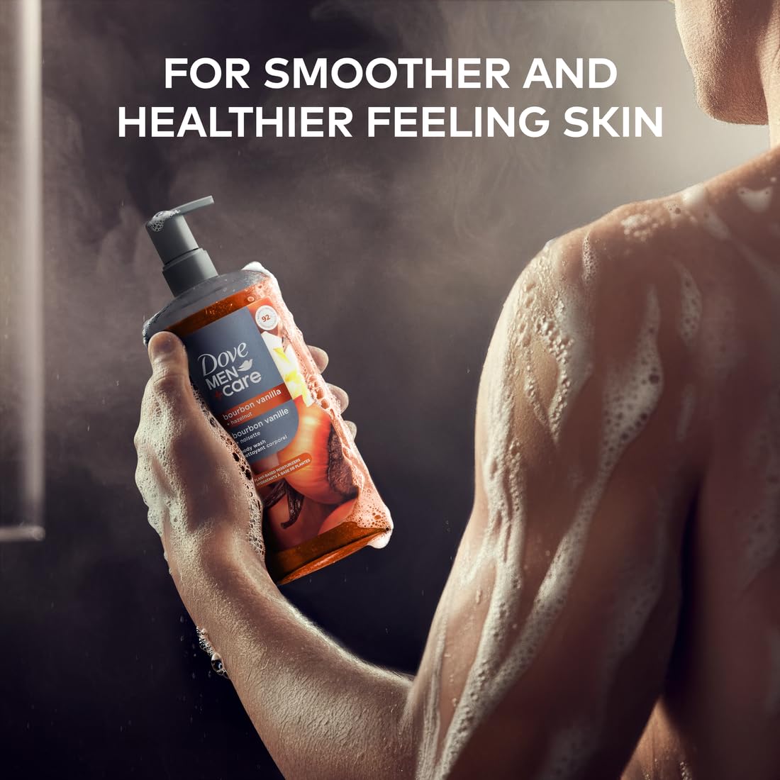 HotDOVE MEN Moisturizing Body Wash for Men, Bourbon Vanilla + Hazelnut, 26oz