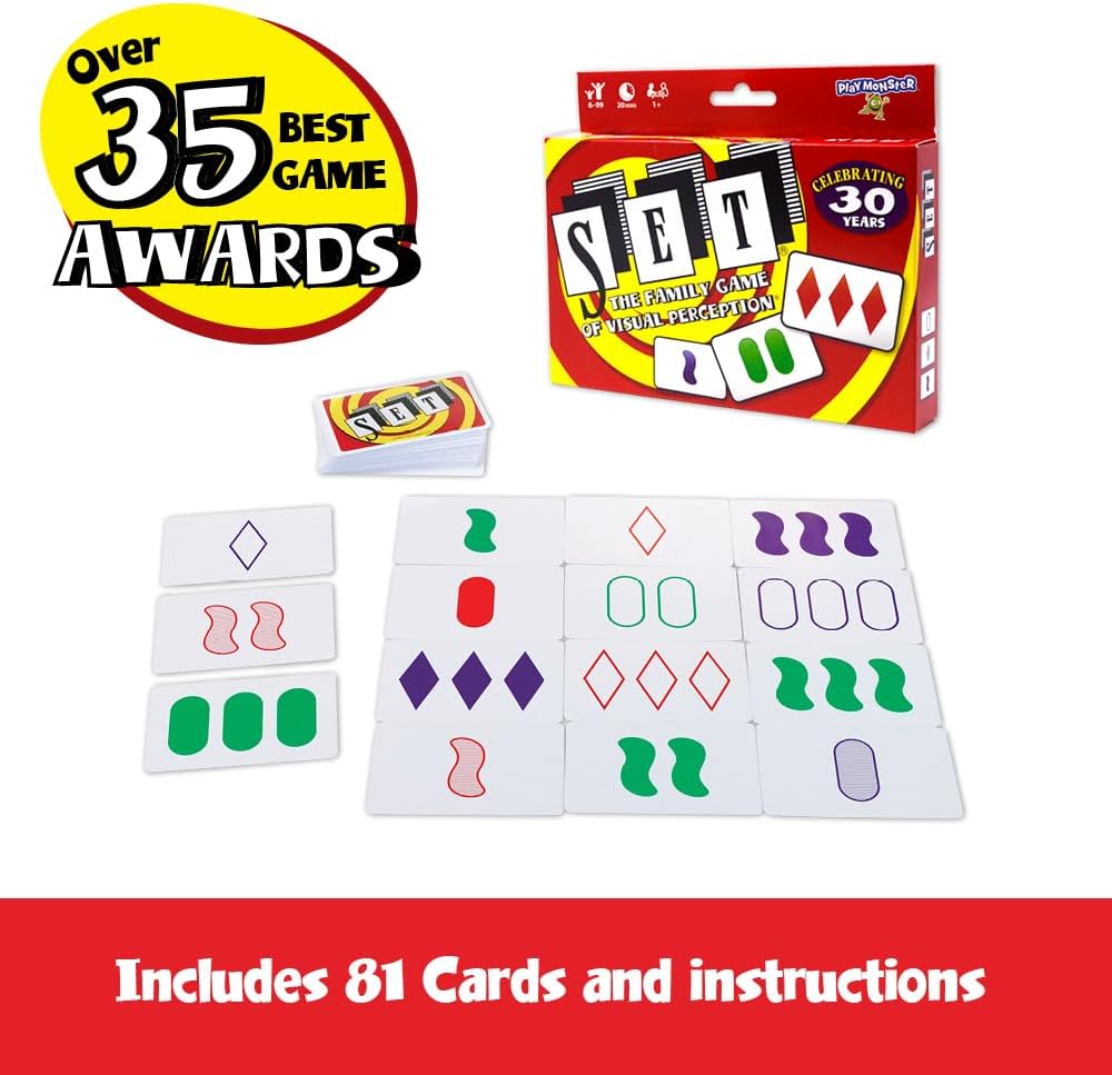 HotSET Enterprises SET - The Family Card Game of Visual Perception - Race to Find The Matches, For Ages 8+,81 Cards, Rules included | Award Winning, Family Game Night, Travel Games, Playing Cards Screen-Free