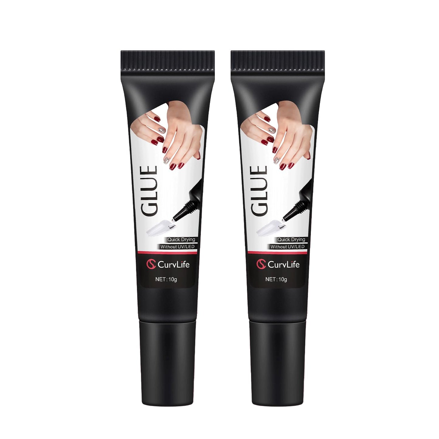 HotCurvlife Upgraded Super Strong 10g Semi Solid Nail Glue, 2pcs Best Soft Gel Nail Glue for Press on Nails - No UV Light Needed, Long Lasting