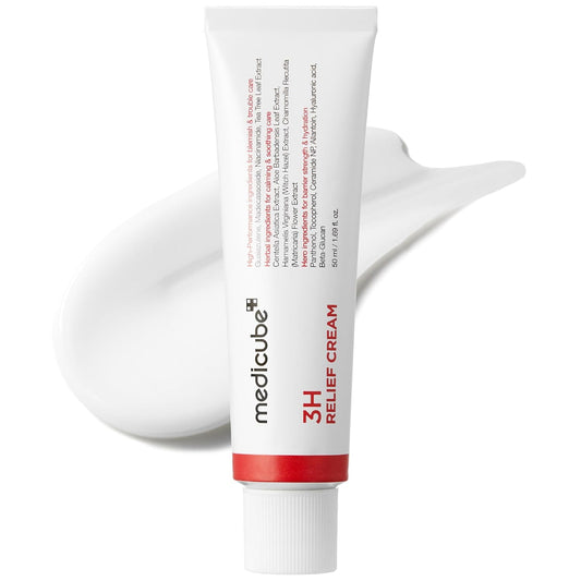 Hotmedicube 3H Daily Relief Cream for All Skin Types & After Spot Care | Lightweight Comforting & Soothing Moisturizer - Guaiazulene, Centella, Ceramide for Balance and Hydration, Korean Skincare