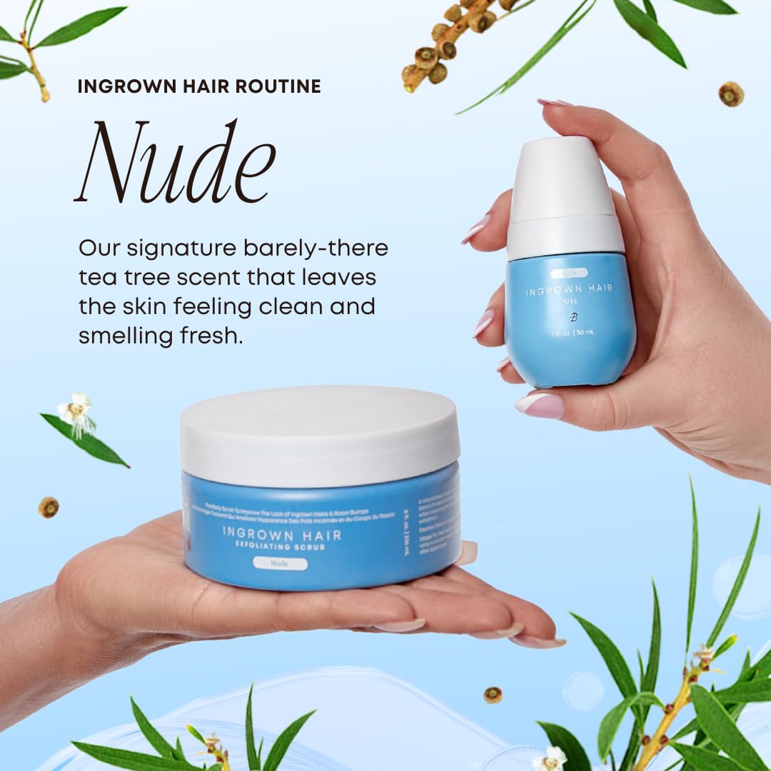 HotBushbalm Ingrown Hair Exfoliating Scrub - Reduces Appearance of Ingrown Hairs and Razor Bumps, Soothes Skin and Post-Shave Redness - Nude, 236 ml
