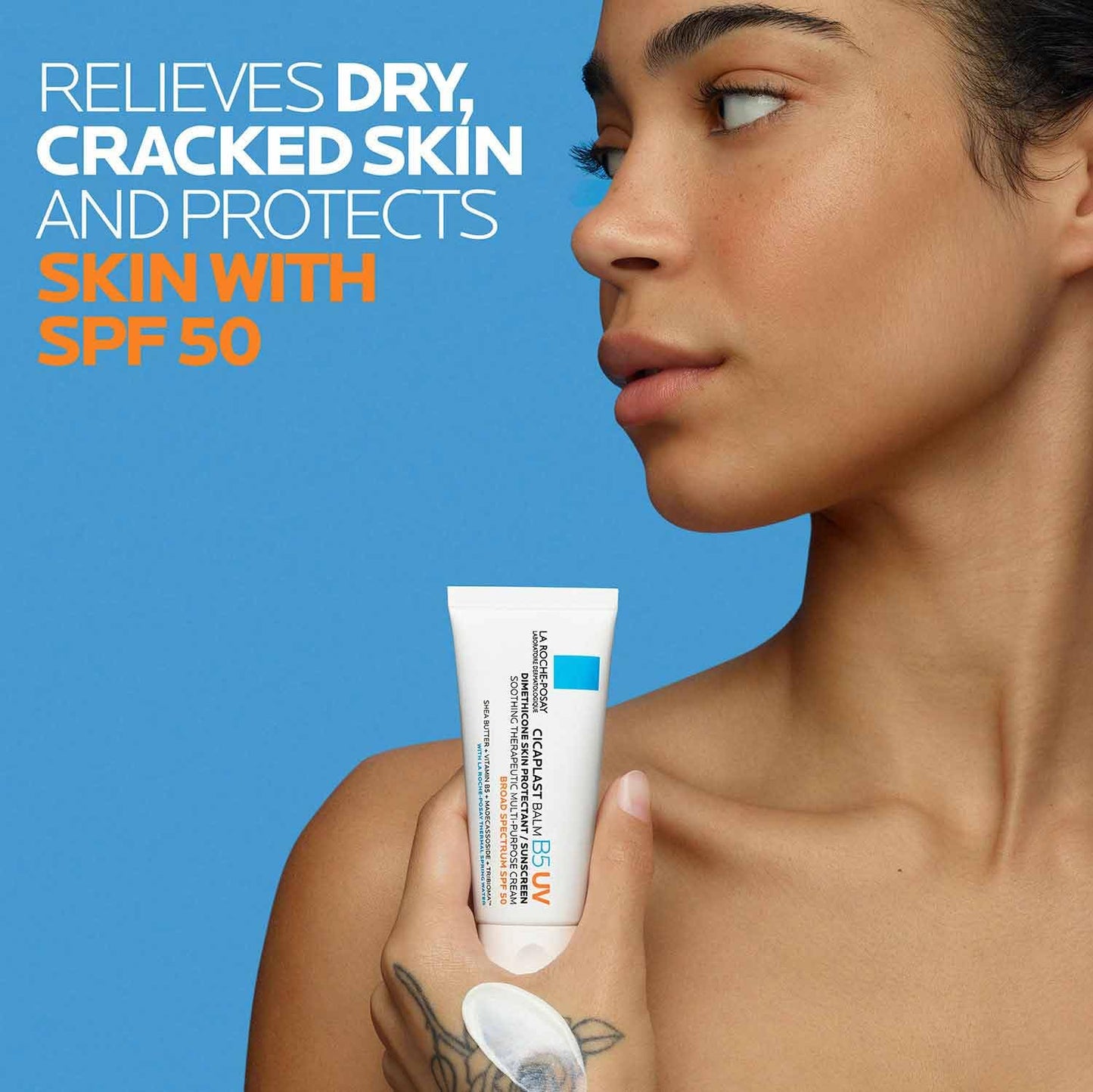 HotLa Roche-Posay Cicaplast Balm B5 SPF 50 with Centella Asiatica 1.35oz | Multi-purpose cream with panthenol, shea butter, tribioma, zinc oxide sunscreen. Skin protectant for dry skin.