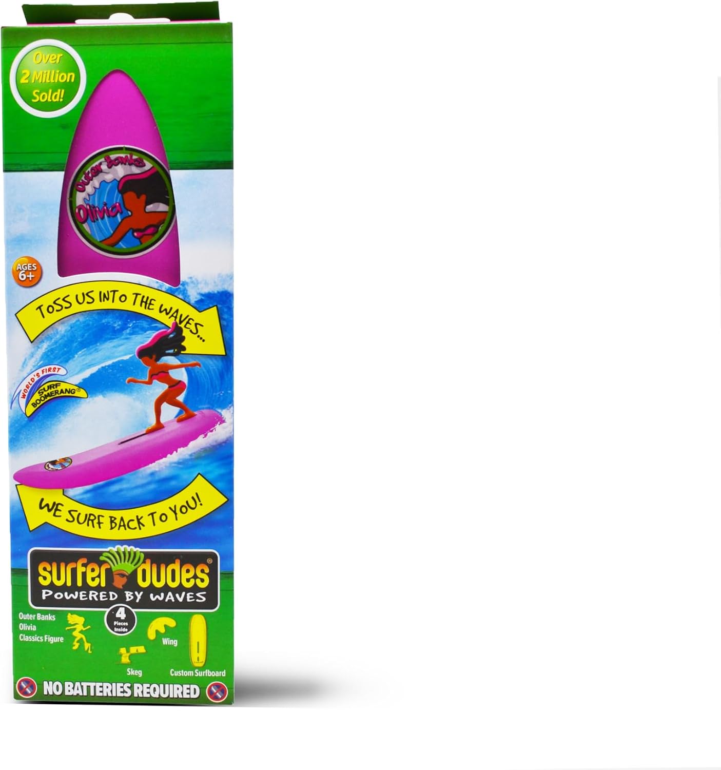 Hot Surfer Dudes Classics Wave Powered Mini-Surfer and Surfboard Toy - Outer Bank Olivia