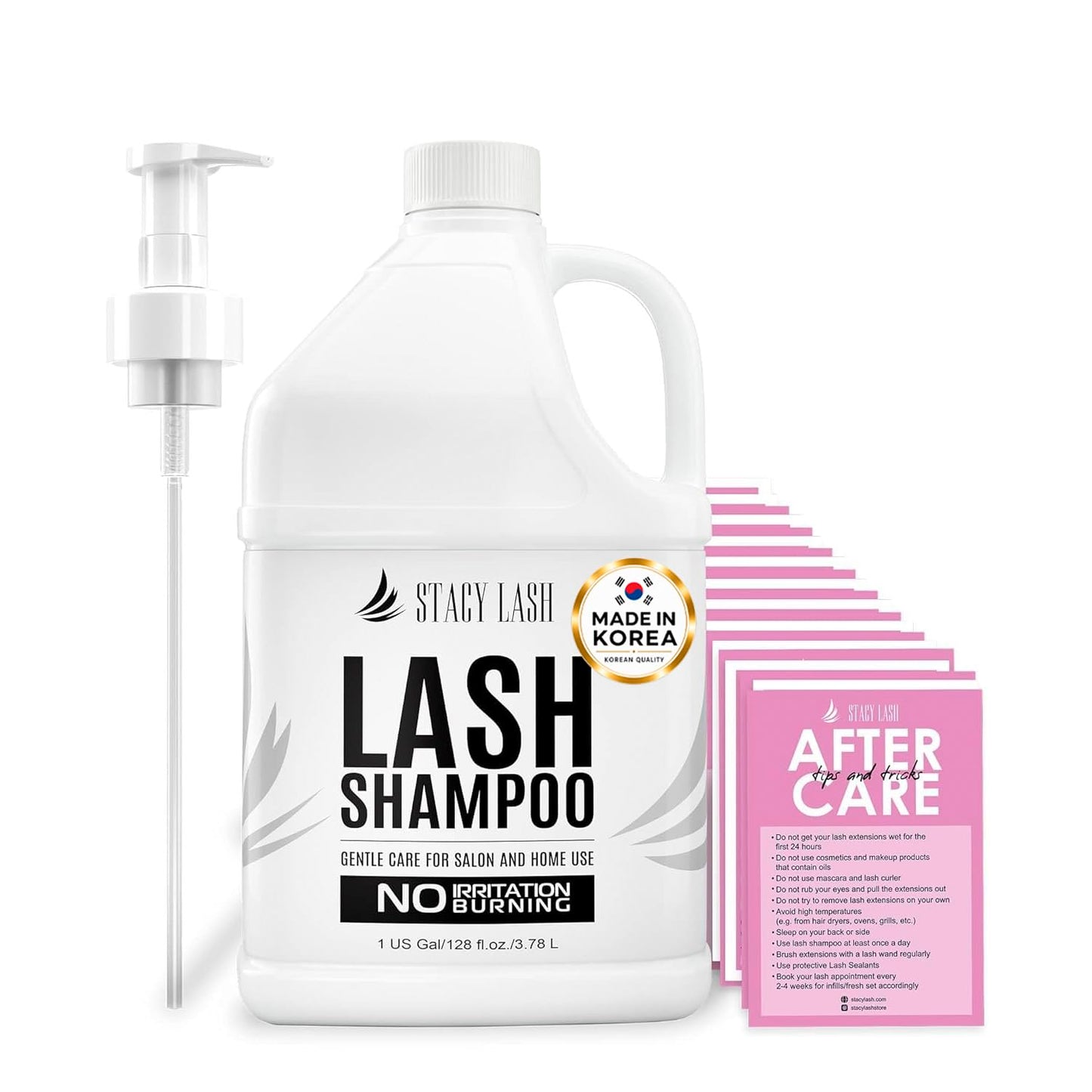 HotSTACY LASH Eyelash Extension Shampoo + Brush / 1.69 fl.oz / 50ml / Korean Makeup Remover/Eyelid Foaming Cleanser/Wash for Extensions & Natural Lashes/Supplies for Professional & Home Use