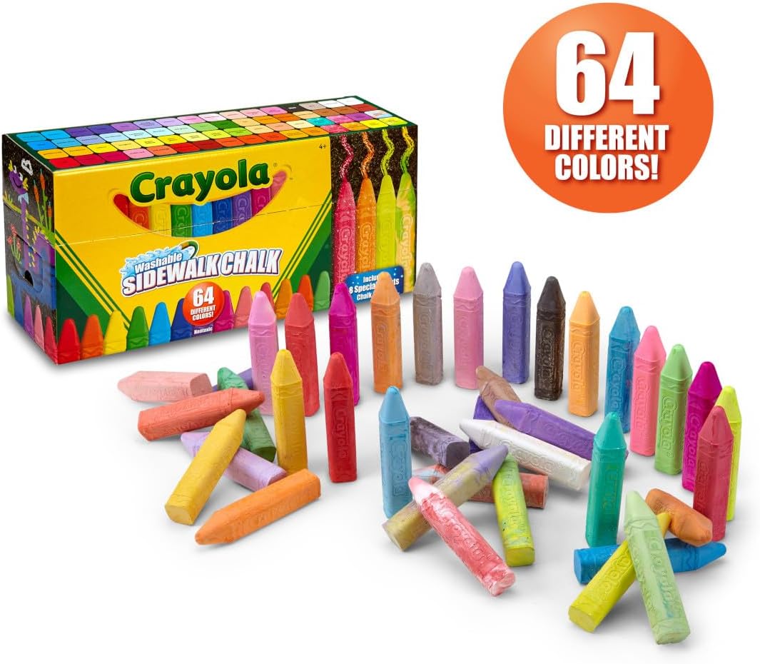 HotCrayola Ultimate Washable Chalk Collection (64ct), Bulk Outdoor Sidewalk Chalk for Kids, Outdoor Activities & Spring Crafts, Gifts for Kids