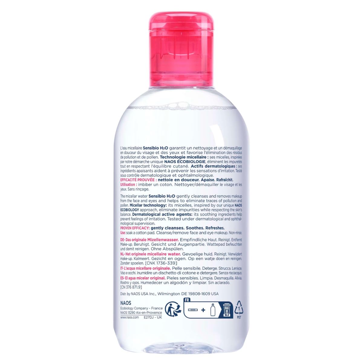 HotBioderma - Sensibio - H2O Micellar Water - Makeup Remover Cleanser - Face Cleanser for Sensitive Skin