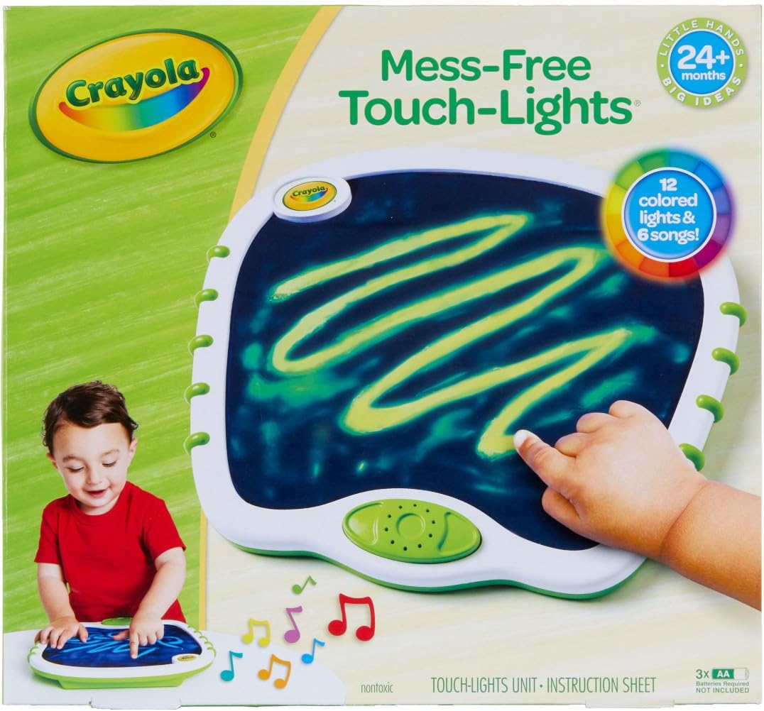 HotCrayola Toddler Touch Lights, Musical Sensory Toys for Toddlers, Learning Gifts, Light Up Drawing Pad, Mess Free Painting, Travel Activity, 2+