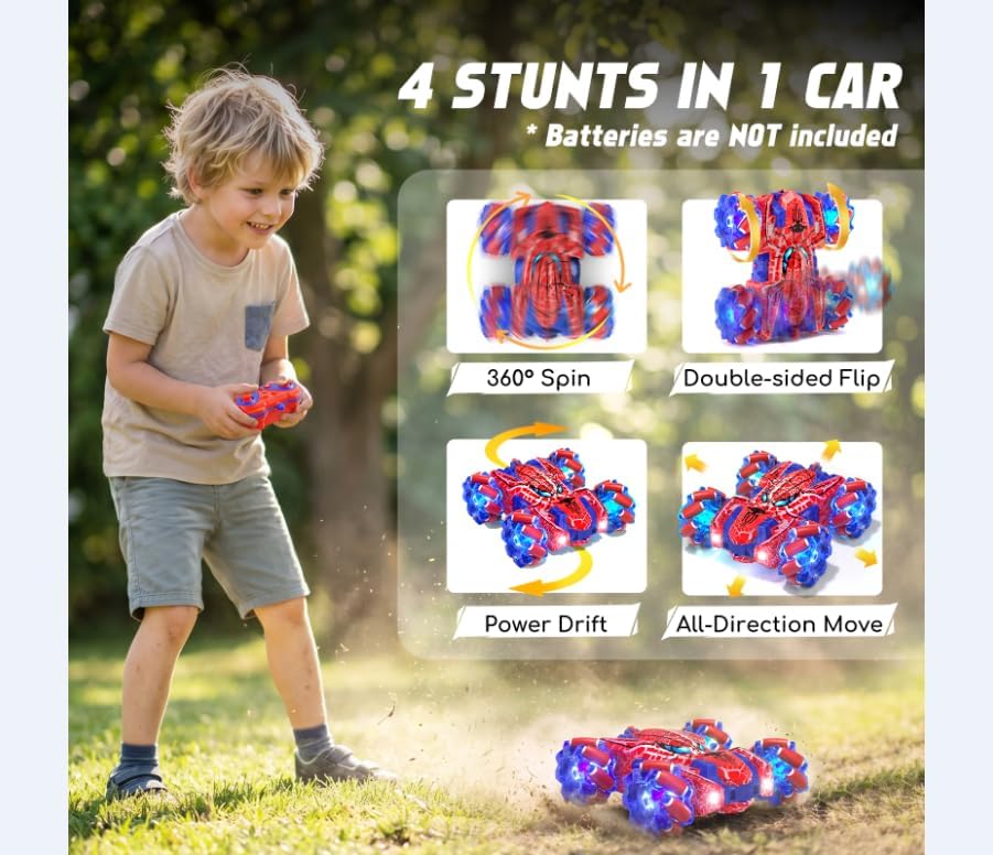 HotSpider Gesture Sensing Remote Control Car, Double Sided RC Cars with Full-Body Light, 2.4GHz Hand Controlled Rechargeable RC Stunt Car Toys Birthday Gift for Boys 3 4 5 6 7 8 9 10 11 12
