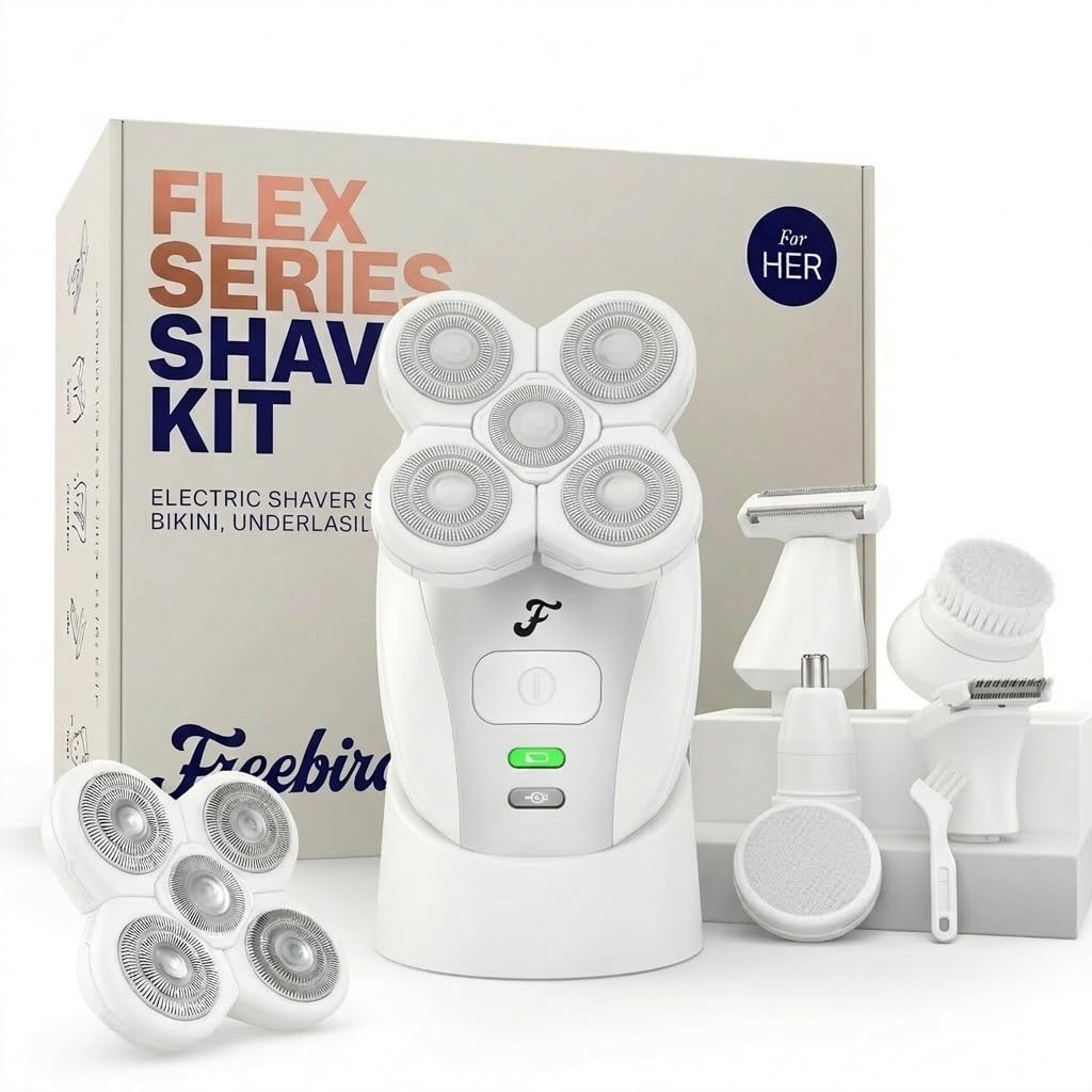 HotFreebird FlexSeries Electric Razor for Women - Silk Smooth Legs, Body Hair, & Pubic Shaver - for Private Area, Sensitive Skin, Bikini Trimmer