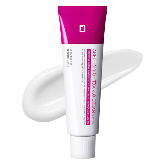 HotTOSOWOONG Arbutin 7% + Tranexamic Acid 4% Cream, 70,000ppm Arbutin, 40,000ppm TXA, Niacinamide, Glutathione, Dark Spots, Freckle, Blemishes, Pigmentation, Korean Skin Care, 50ml, 1.69 fl.oz.