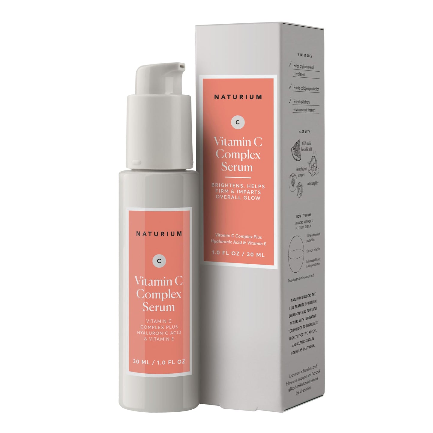 HotNaturium Vitamin C Complex Face Serum, Plus Hyaluronic Acid & Vitamin E, Anti Aging Skin Care Treatment, 1 oz