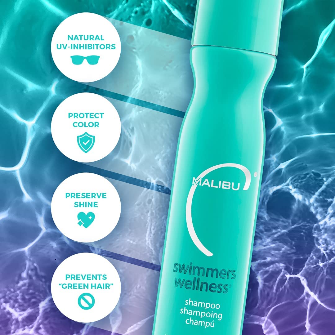 HotMalibu C Swimmers Wellness Clarifying Shampoo for Chlorine & Hair Build Up - Adults & Kids Swim Shampoo to Help Protect Against Pool Element Damage, Retain Moisture, Restore Shine & Texture (9 oz)