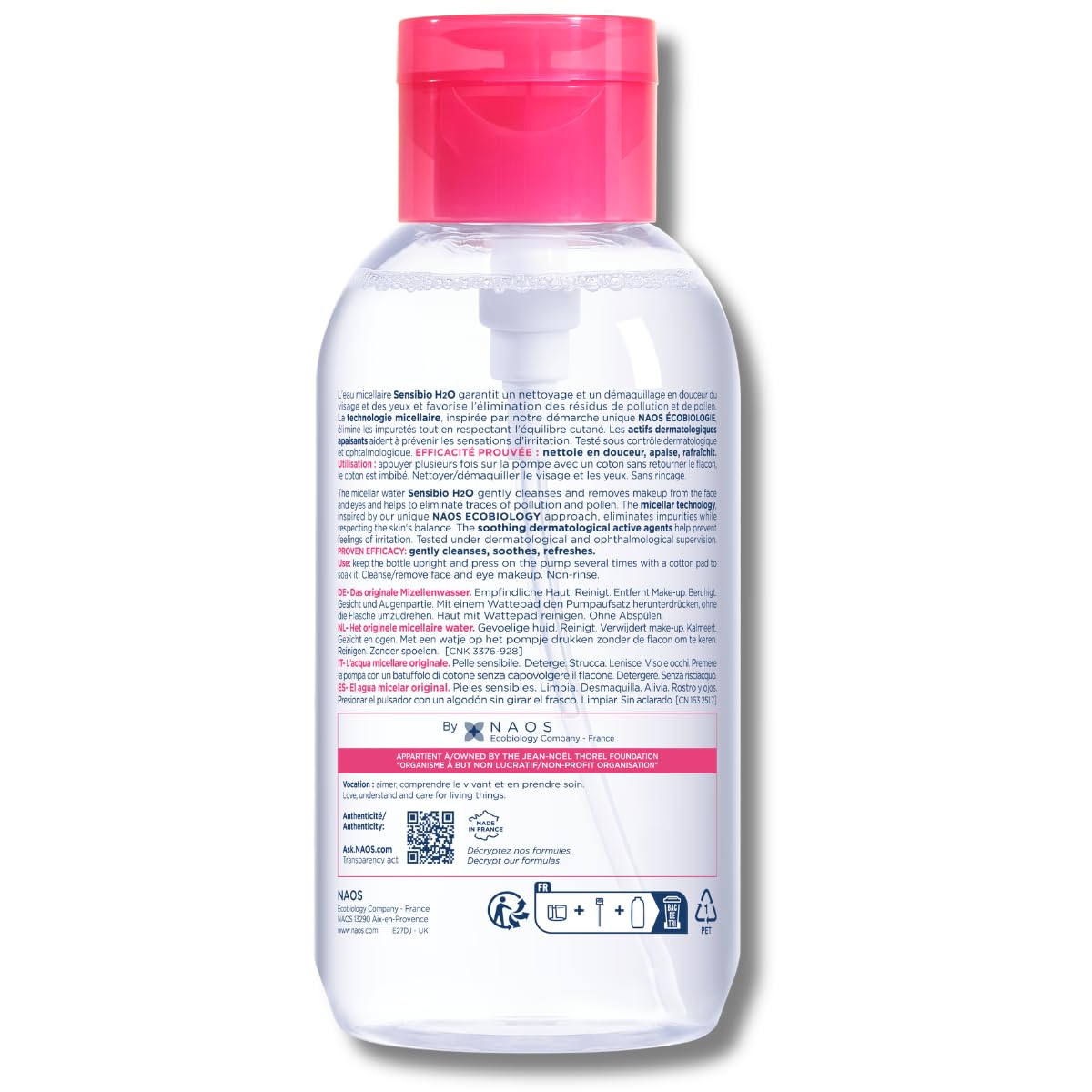 HotBioderma - Sensibio - H2O Micellar Water - Makeup Remover Cleanser - Face Cleanser for Sensitive Skin