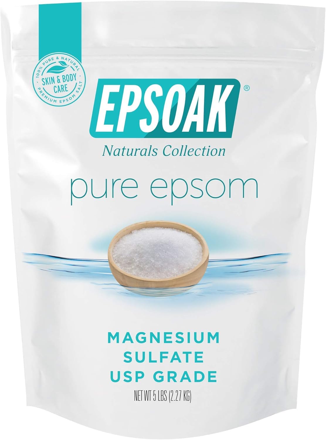 HotEpsoak Epsom Salt 19 lb. Magnesium Sulfate USP. Resealable Epsom Salt Bag Unscented, Made in The USA, Cruelty-Free Certified