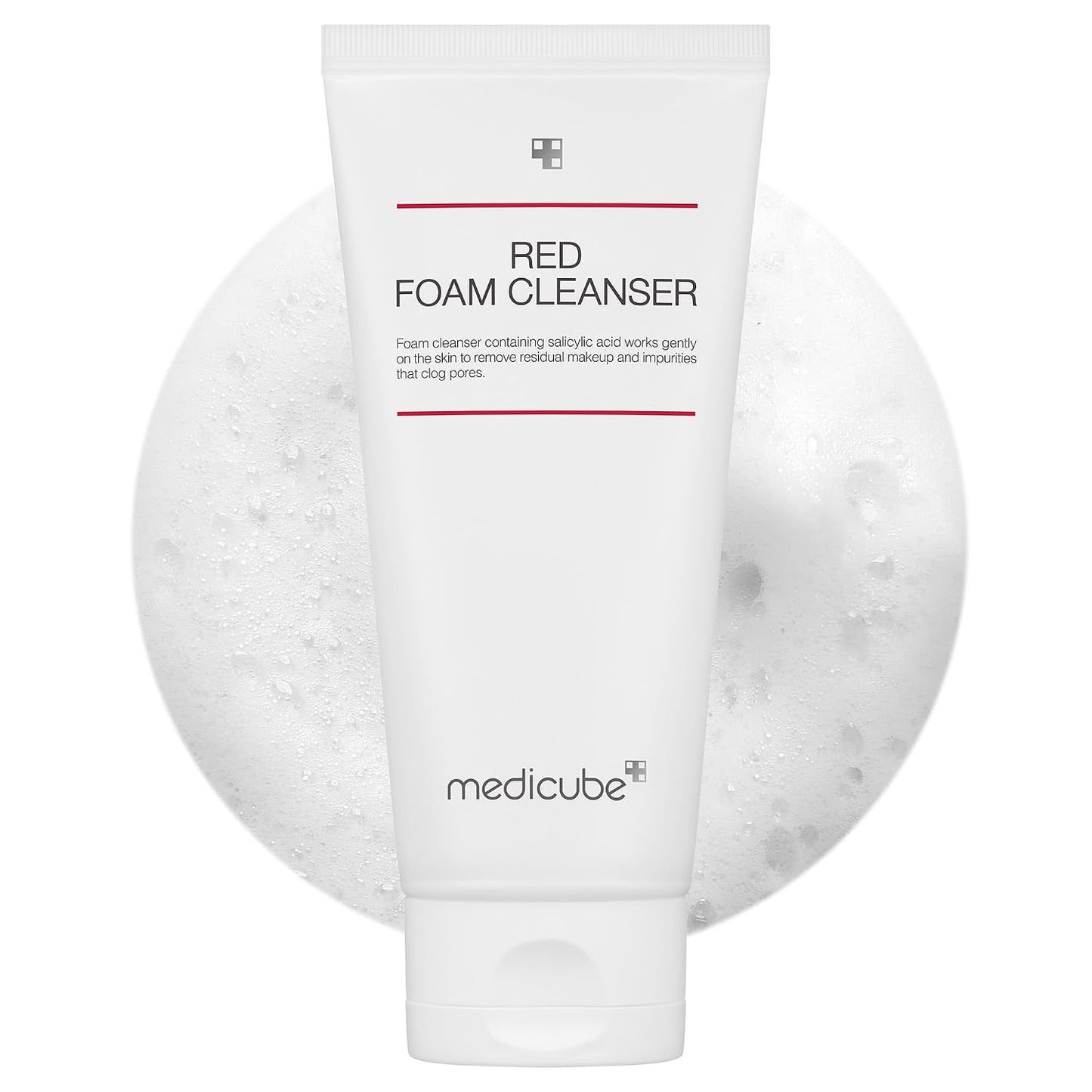 Hotmedicube Facial Cleanser Red Foam Cleanser, 4.05 oz | Daily Gentle Cleansing Foam for Sensitive & Troubled Skin - Deep Cleansing & Excess Sebum Control, Korean Skincare